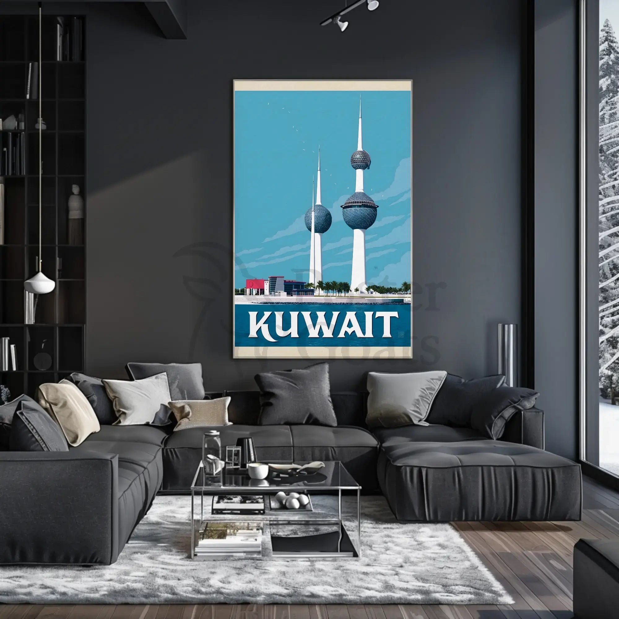 Kuwait Towers Vintage Mid-Century Travel Poster PosterGoat