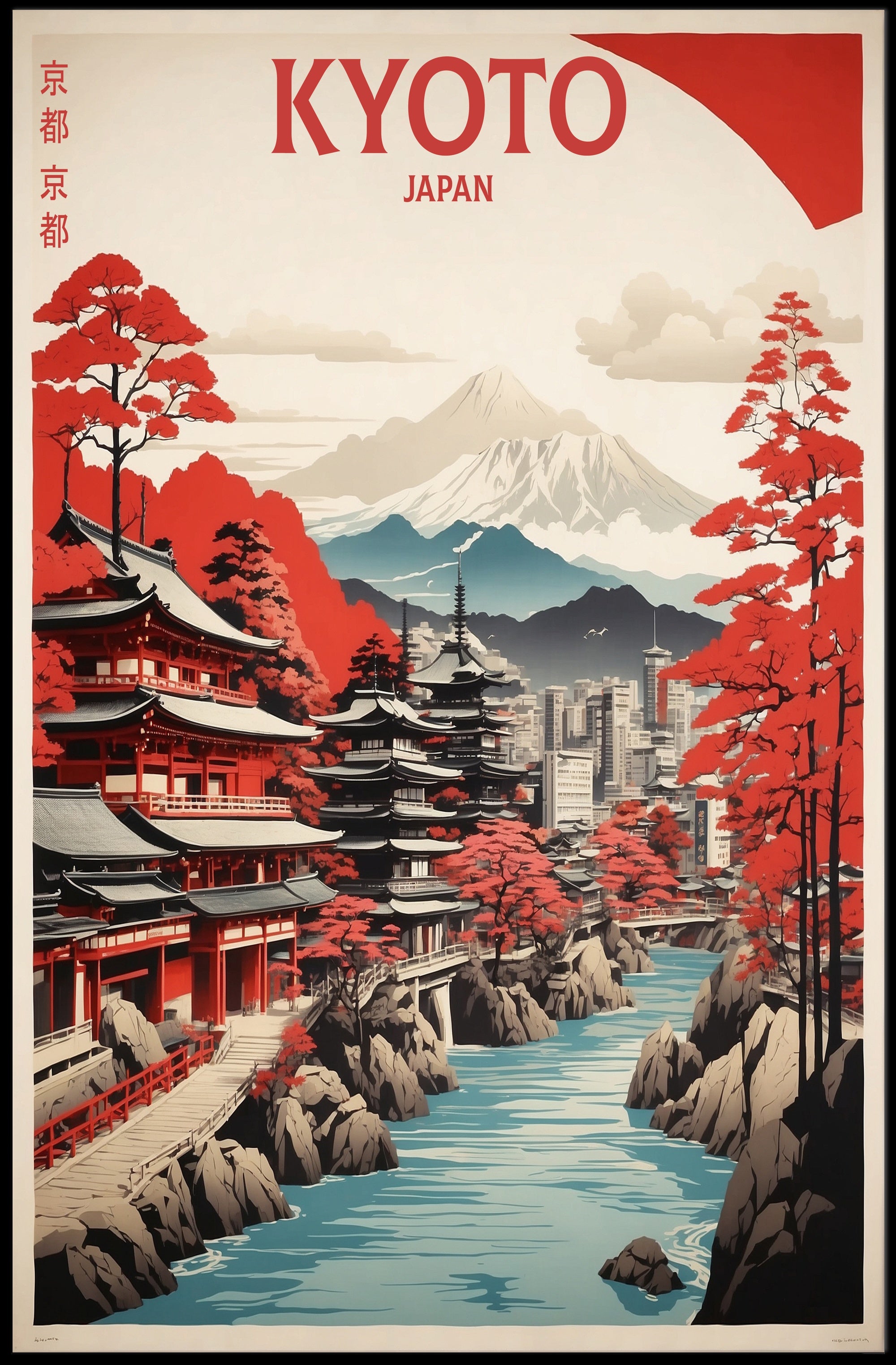Kyoto Autumn Cityscape Travel Poster PosterGoat
