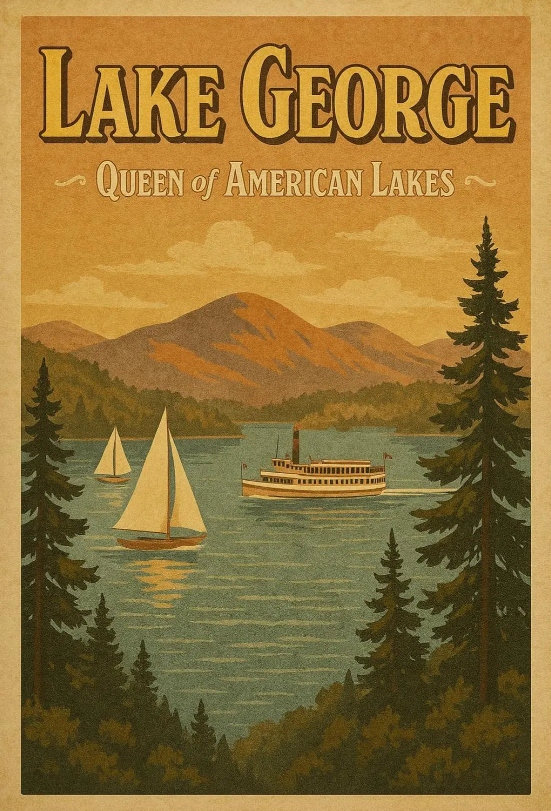 Lake George Scenic Getaway Vintage Travel Poster PosterGoat