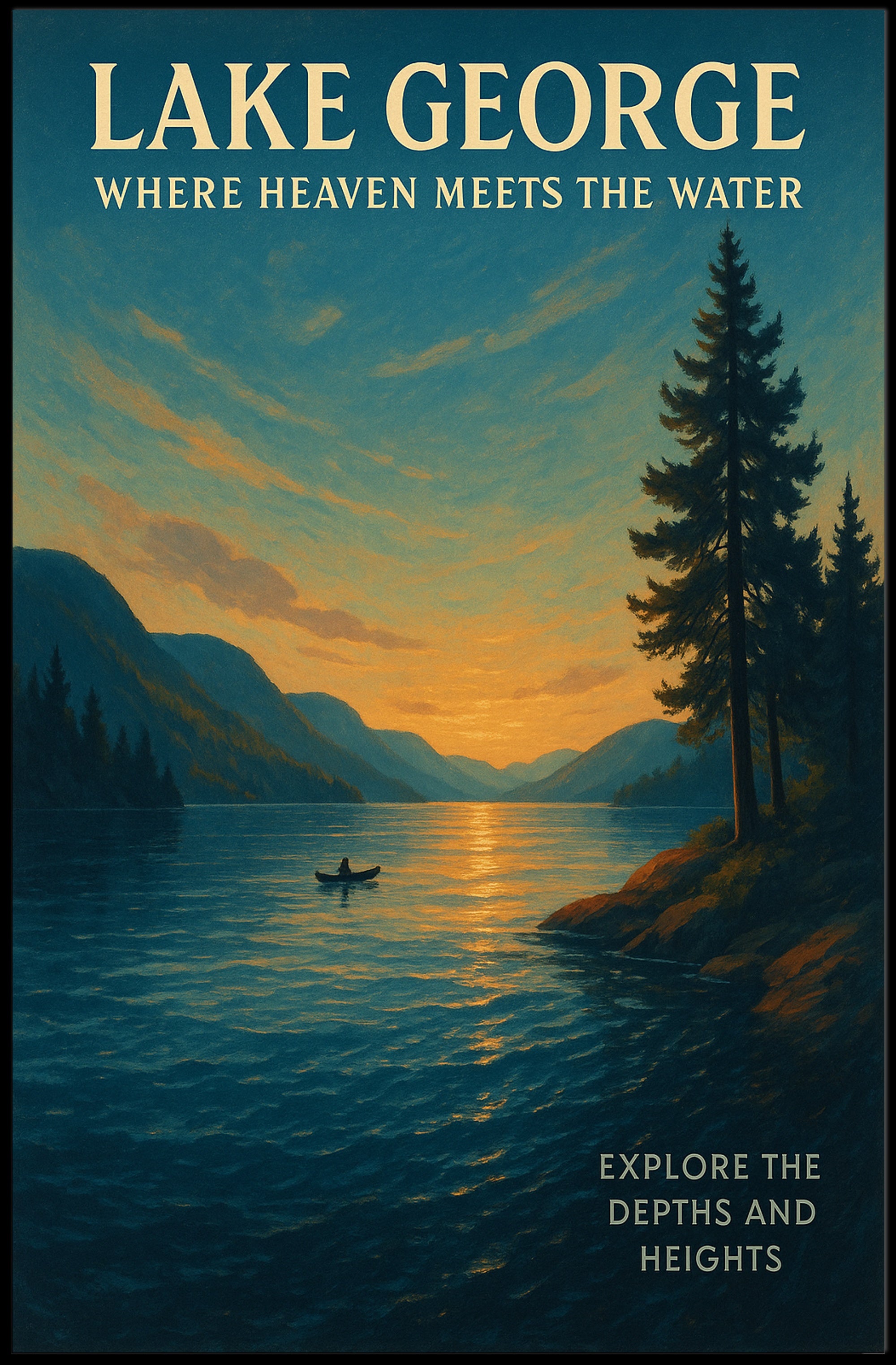 Lake George Where Heaven Meets the Water Poster PosterGoat