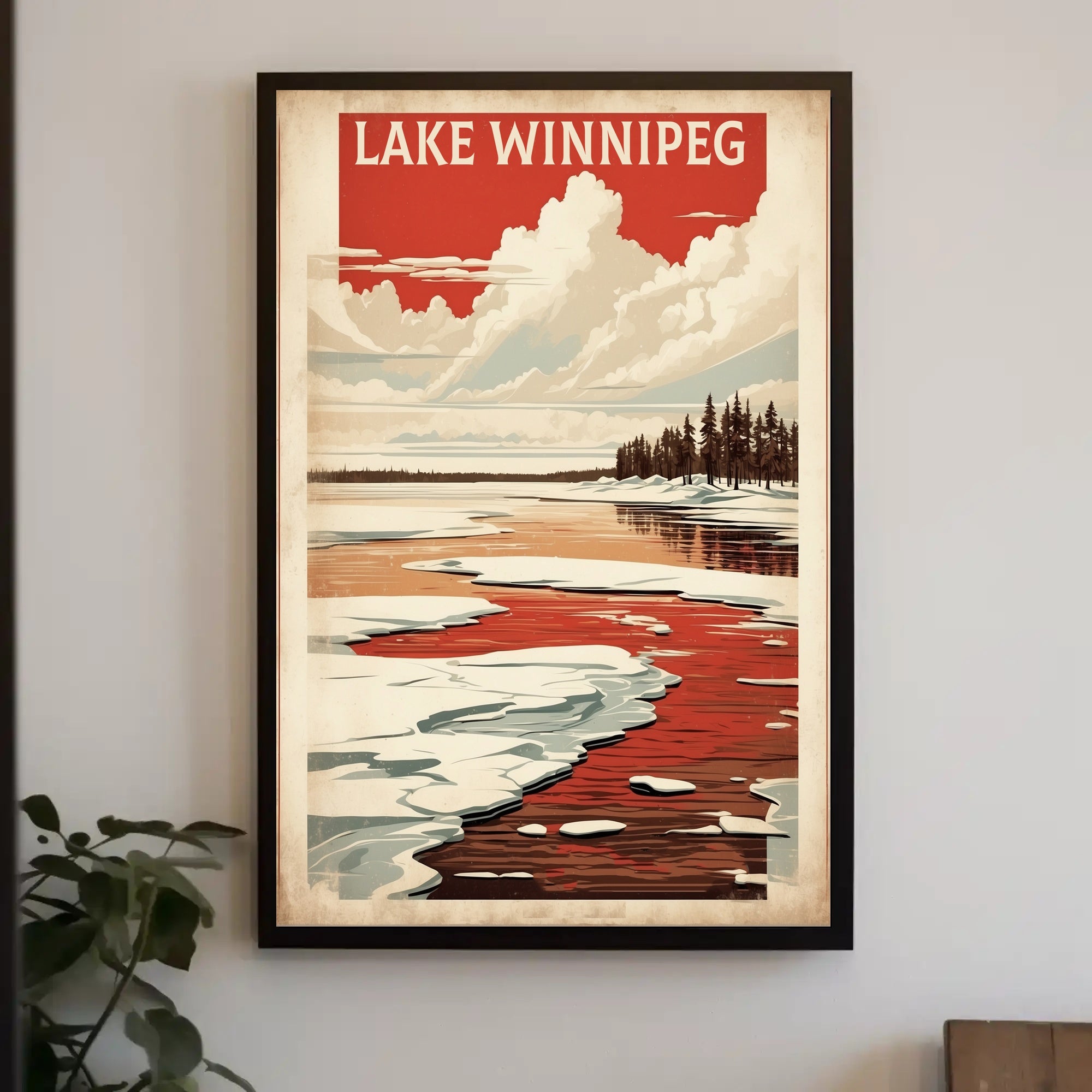 Lake Winnipeg Winter Serenity Vintage Travel Poster PosterGoat