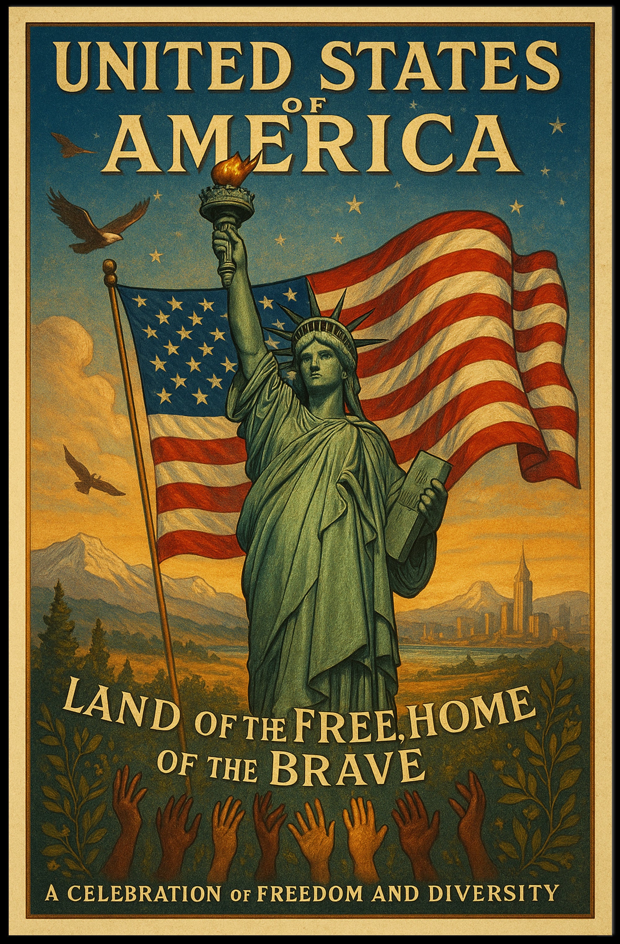 Land of the Free, Home of the Brave Poster PosterGoat