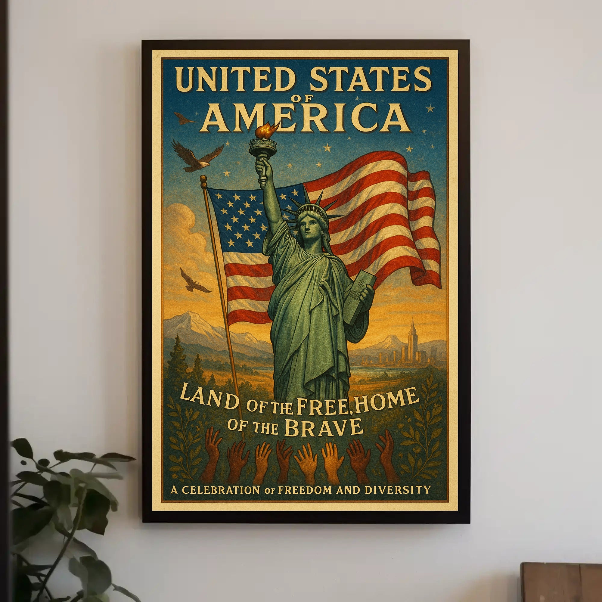 Land of the Free, Home of the Brave Poster PosterGoat