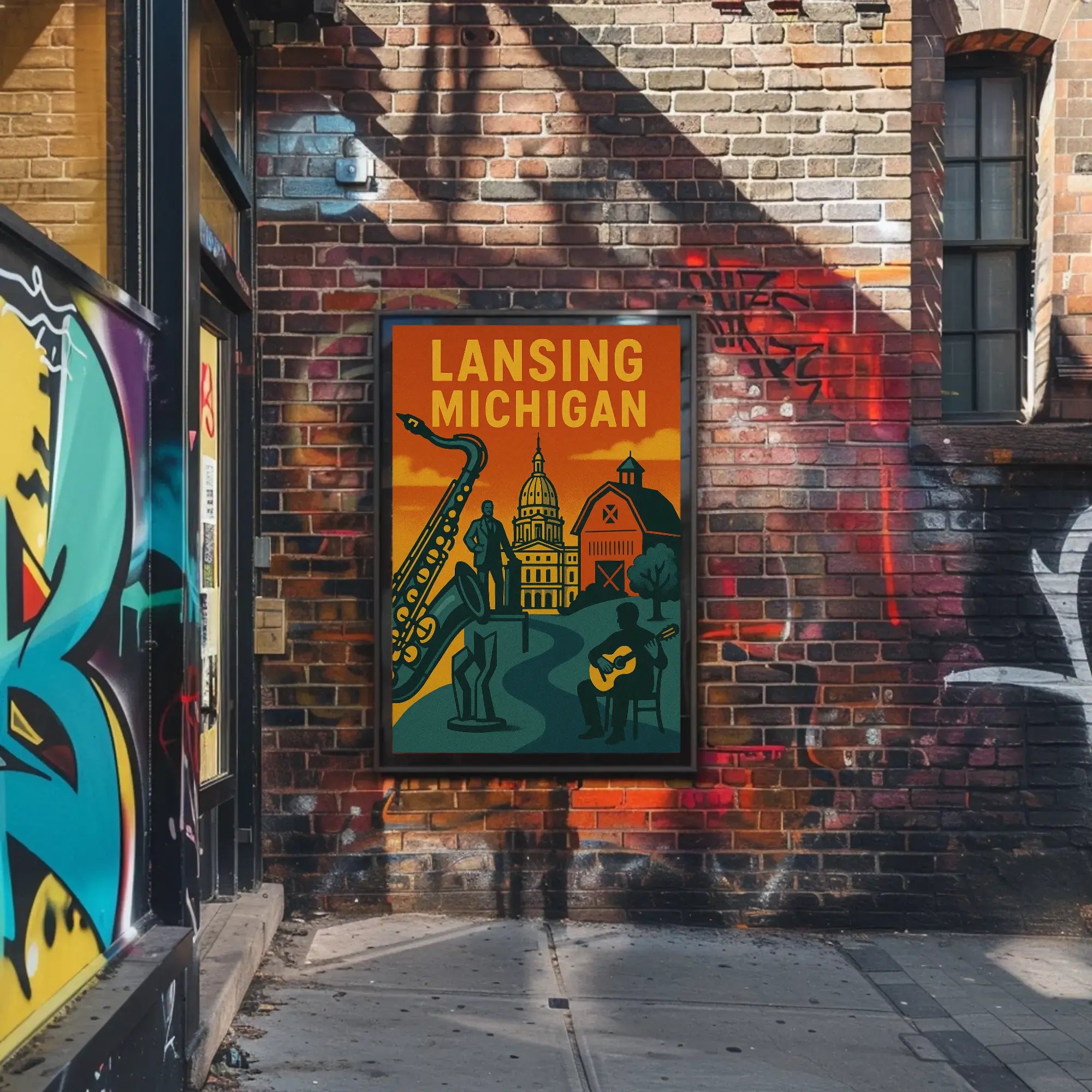 Lansing Michigan Retro Travel and Cultural Heritage Poster PosterGoat