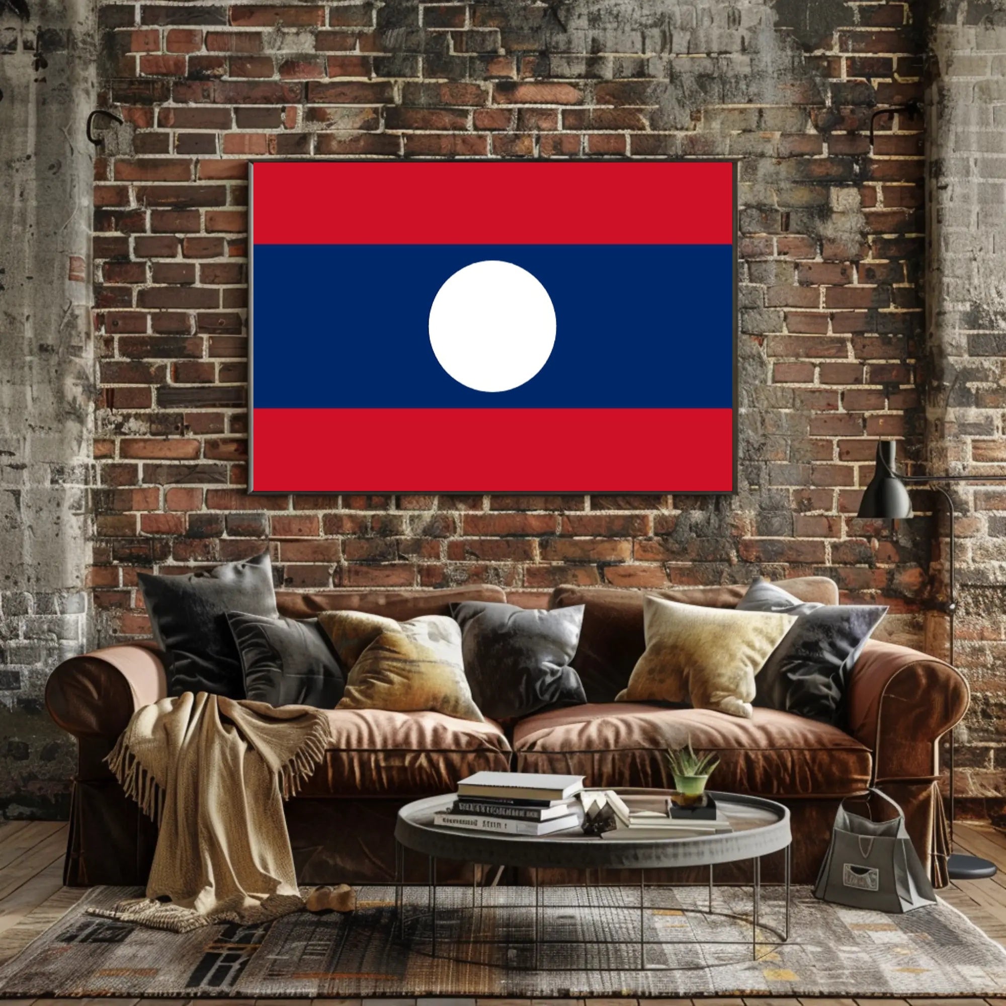 Laos National Flag Art Print Country Flag Poster PosterGoat