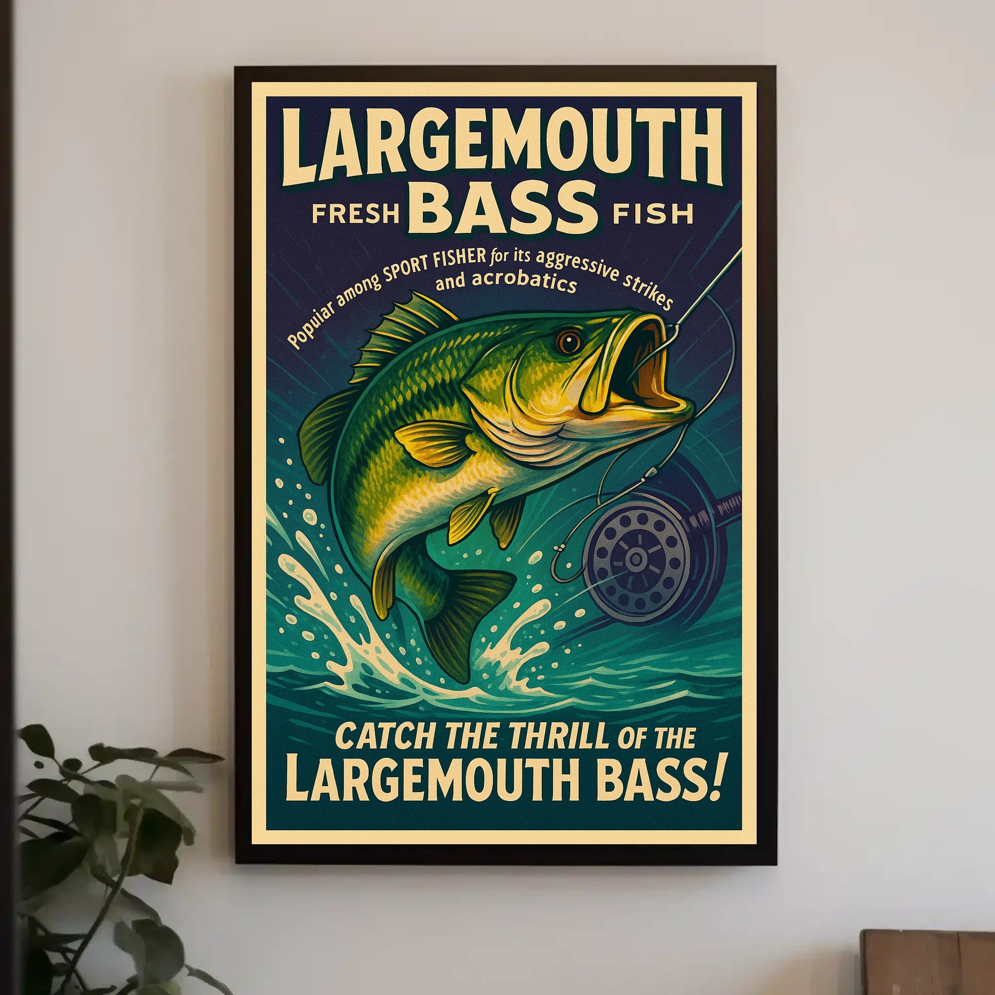 Largemouth Bass Fishing Poster Art Print PosterGoat