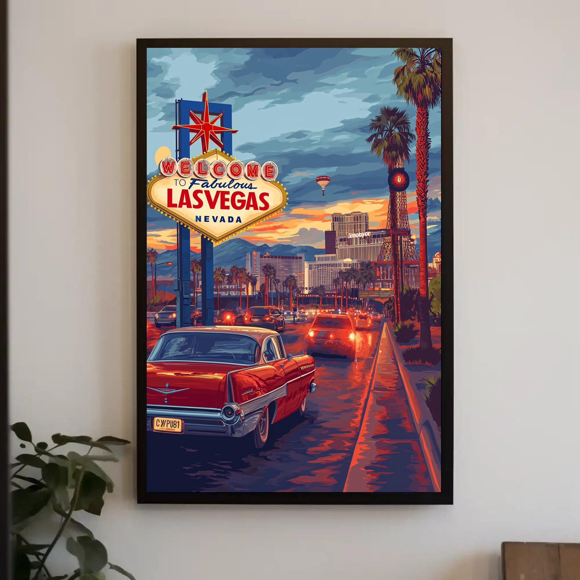 Las Vegas Retro Cityscape Travel Poster PosterGoat