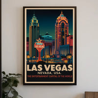 Las Vegas Retro Cityscape: Urban or Cityscape Poster PosterGoat