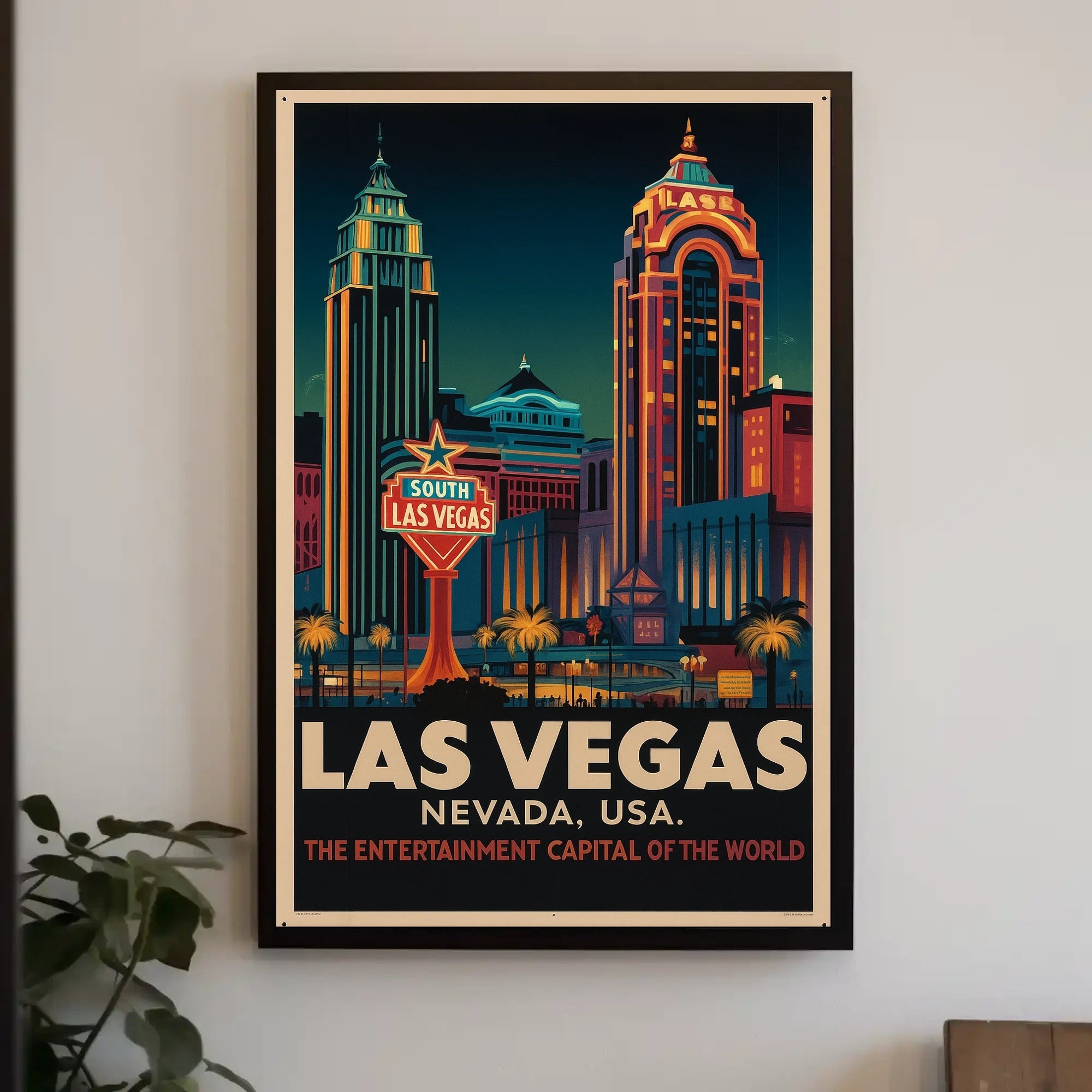 Las Vegas Retro Cityscape: Urban or Cityscape Poster PosterGoat