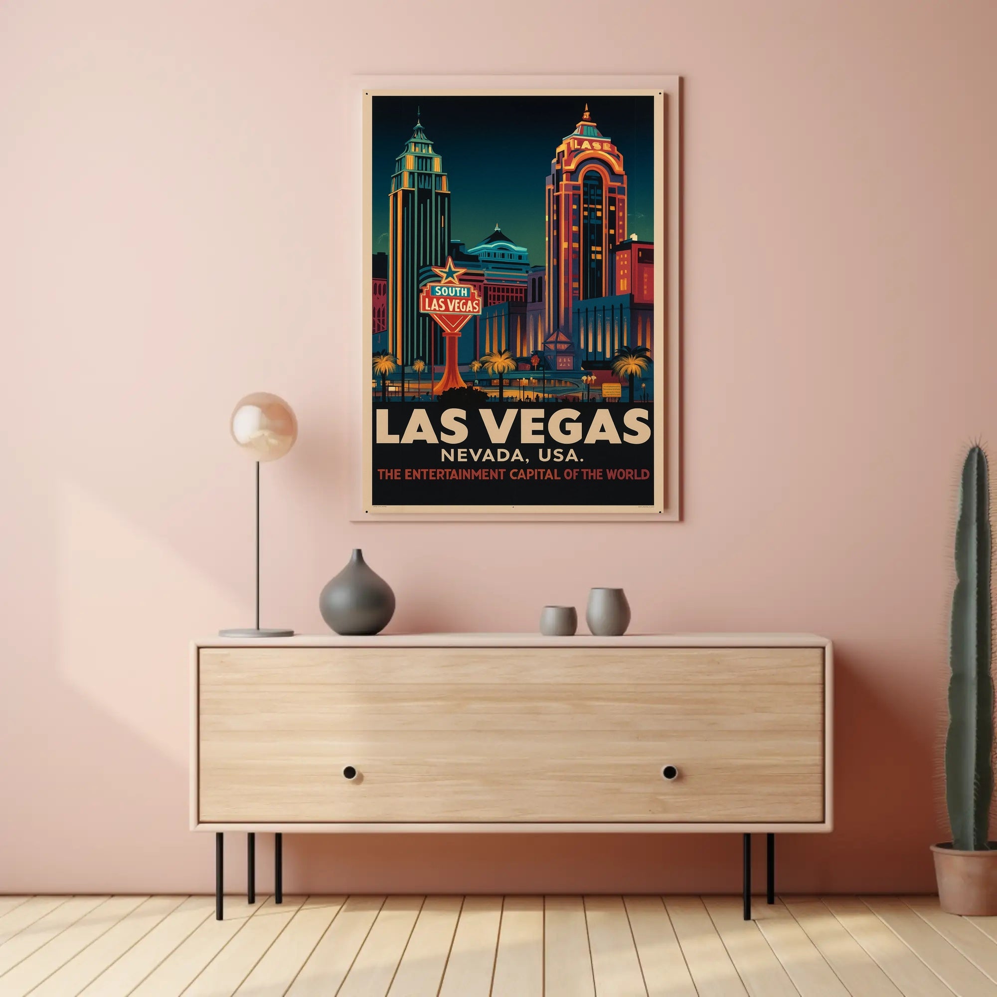 Las Vegas Retro Cityscape: Urban or Cityscape Poster PosterGoat