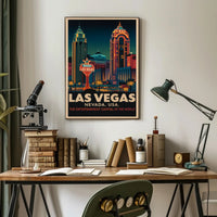 Las Vegas Retro Cityscape: Urban or Cityscape Poster PosterGoat