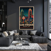 Las Vegas Retro Cityscape: Urban or Cityscape Poster PosterGoat