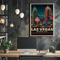 Las Vegas Retro Cityscape: Urban or Cityscape Poster PosterGoat