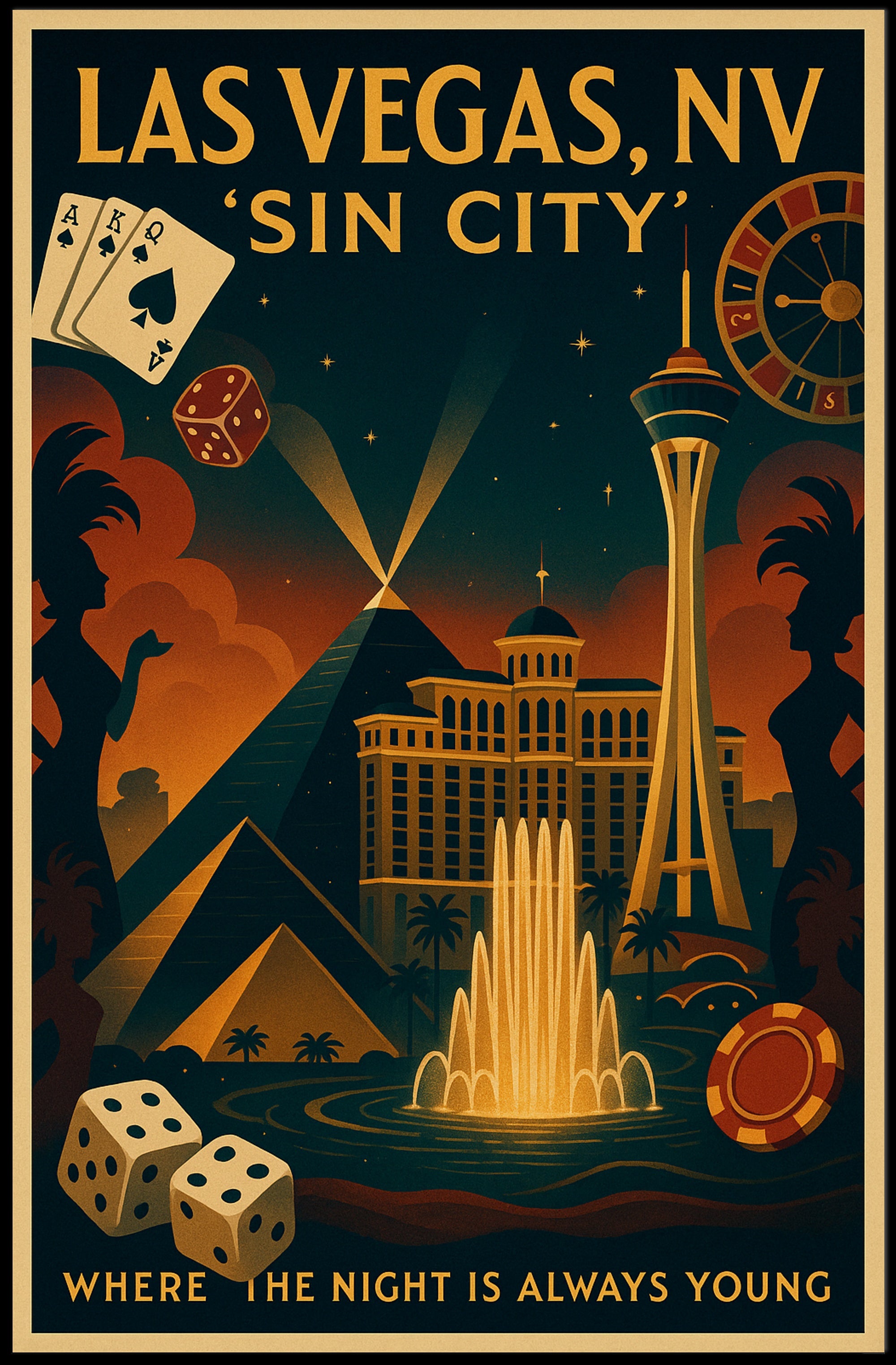 Las Vegas Sin City Poster PosterGoat