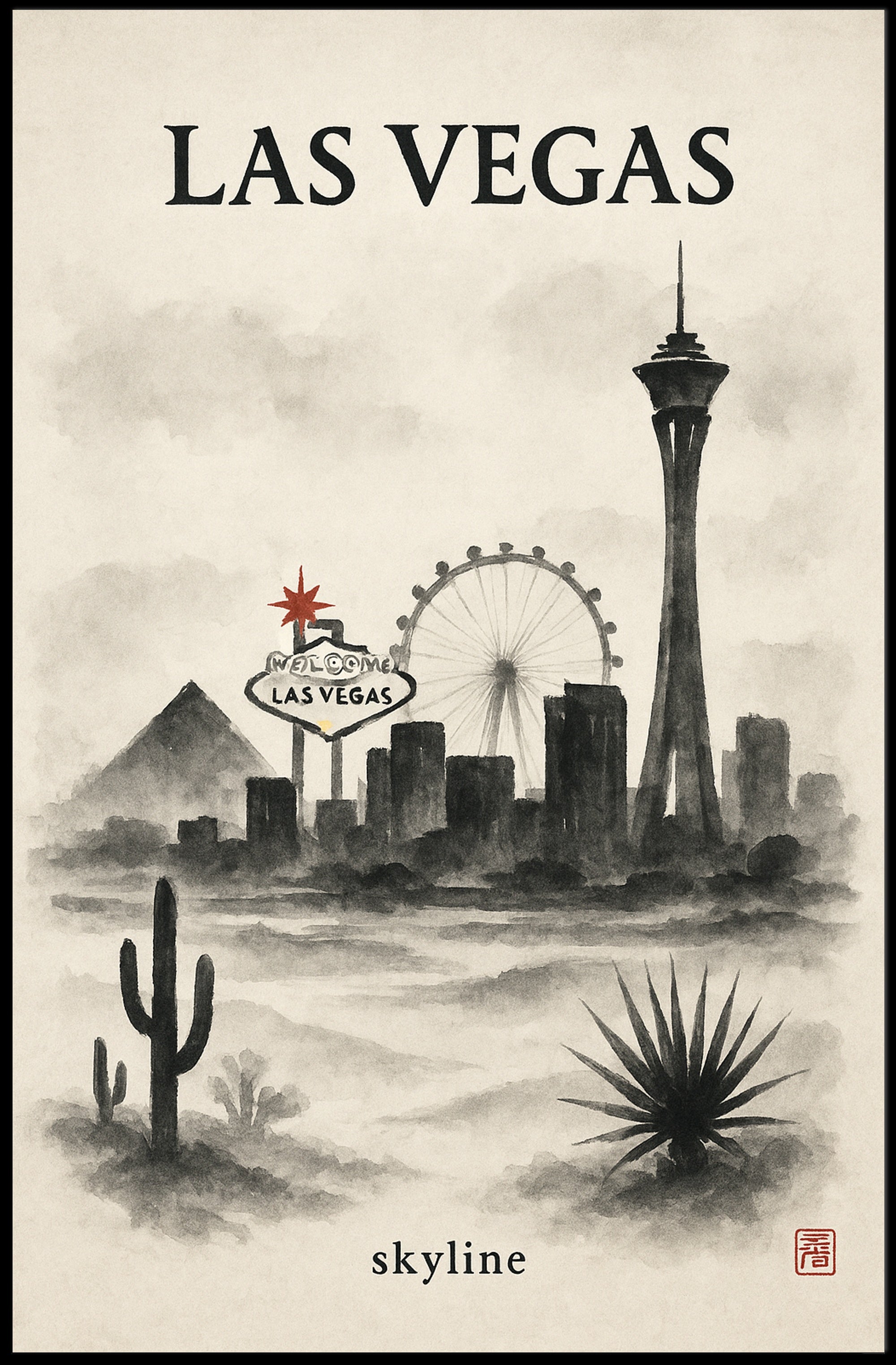 Las Vegas Skyline Poster PosterGoat