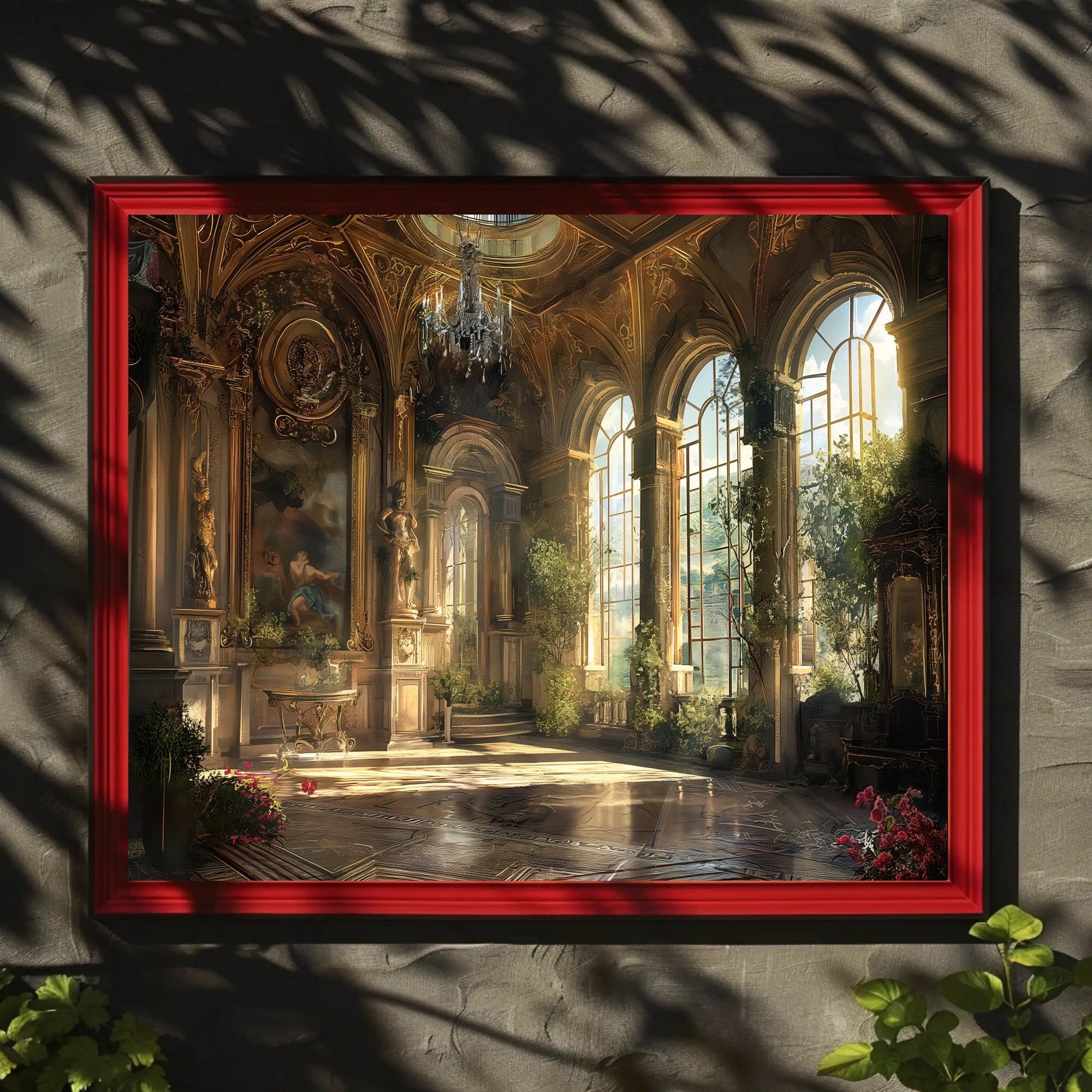 Lavish Sunlit Interior of European Mansion Cultural Poster PosterGoat