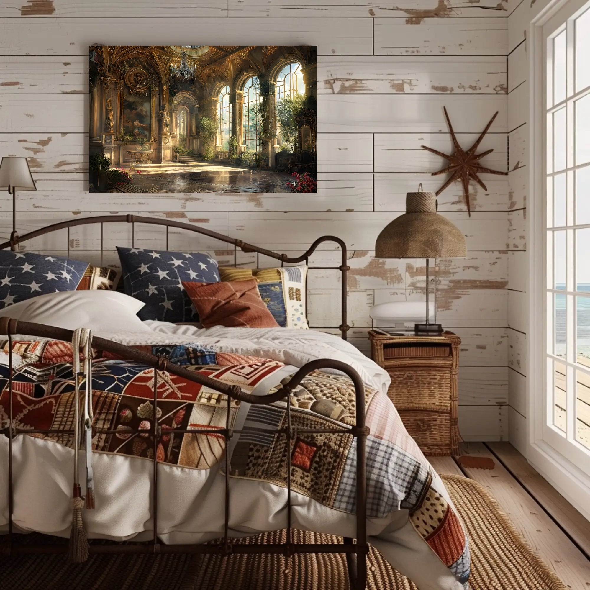 Lavish Sunlit Interior of European Mansion Cultural Poster PosterGoat