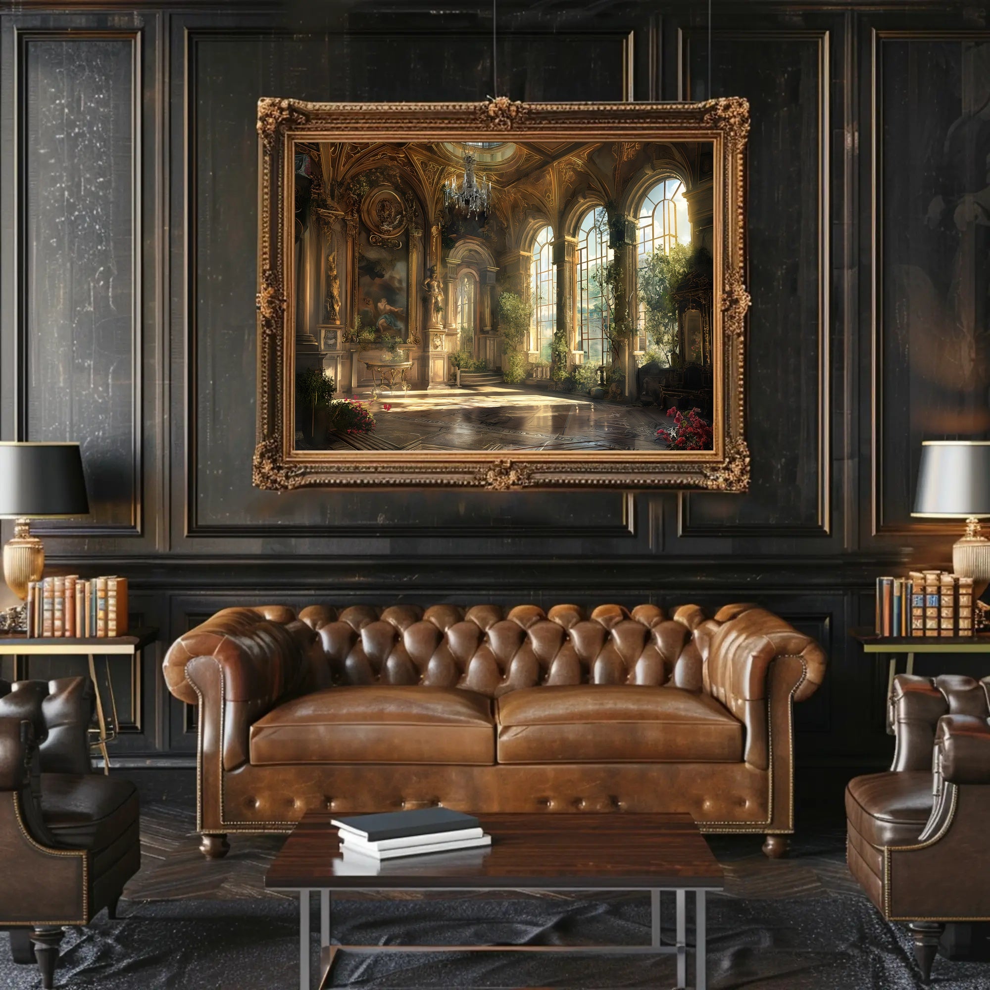 Lavish Sunlit Interior of European Mansion Cultural Poster PosterGoat