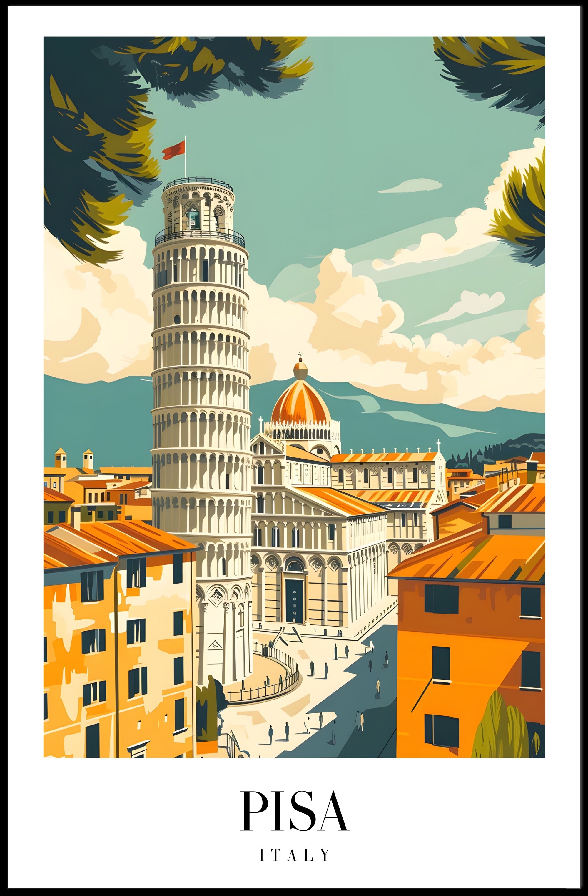 Leaning Tower of Pisa Travel Poster PosterGoat