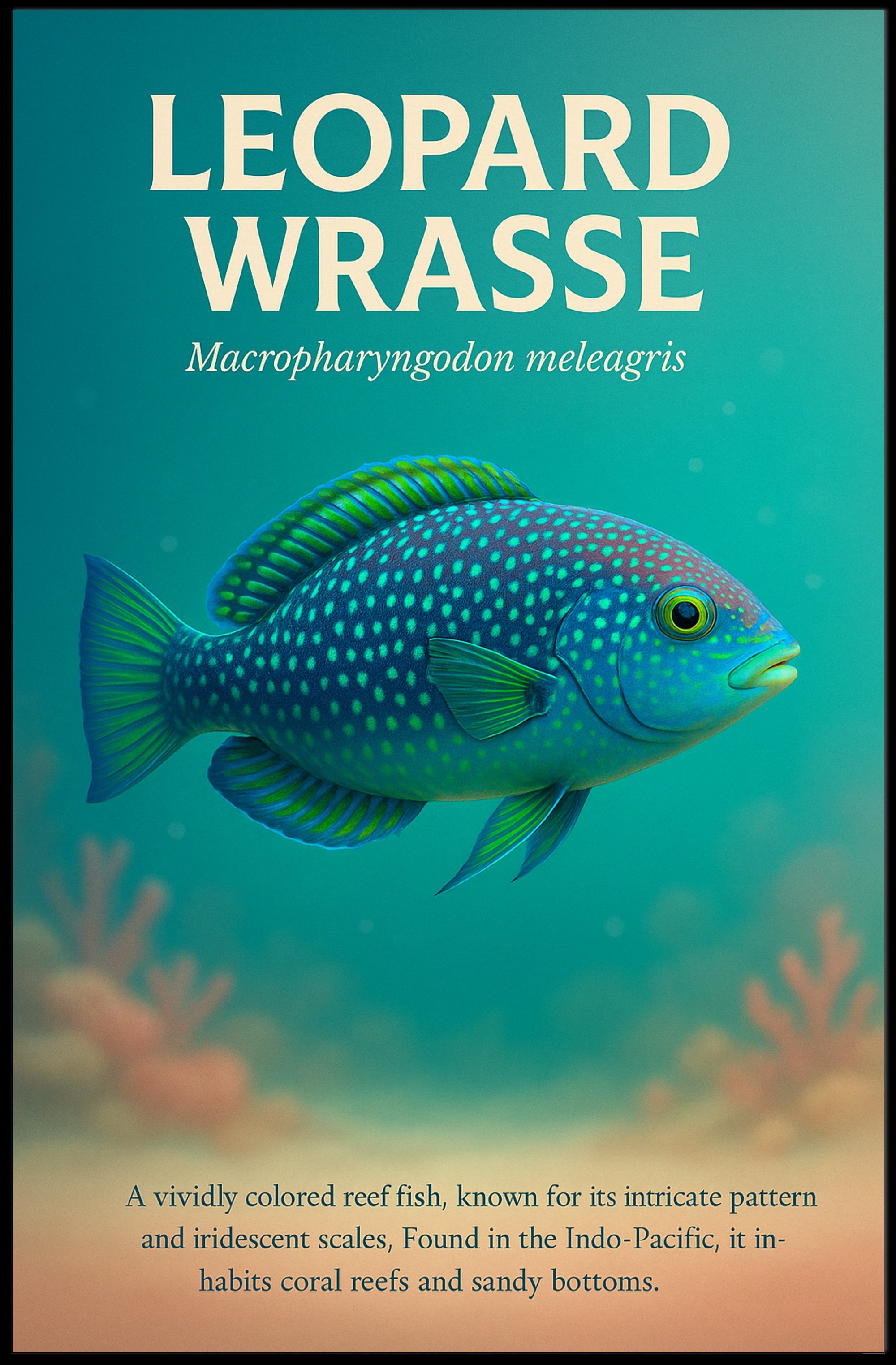 Leopard Wrasse Vibrant Reef Inhabitant Poster PosterGoat