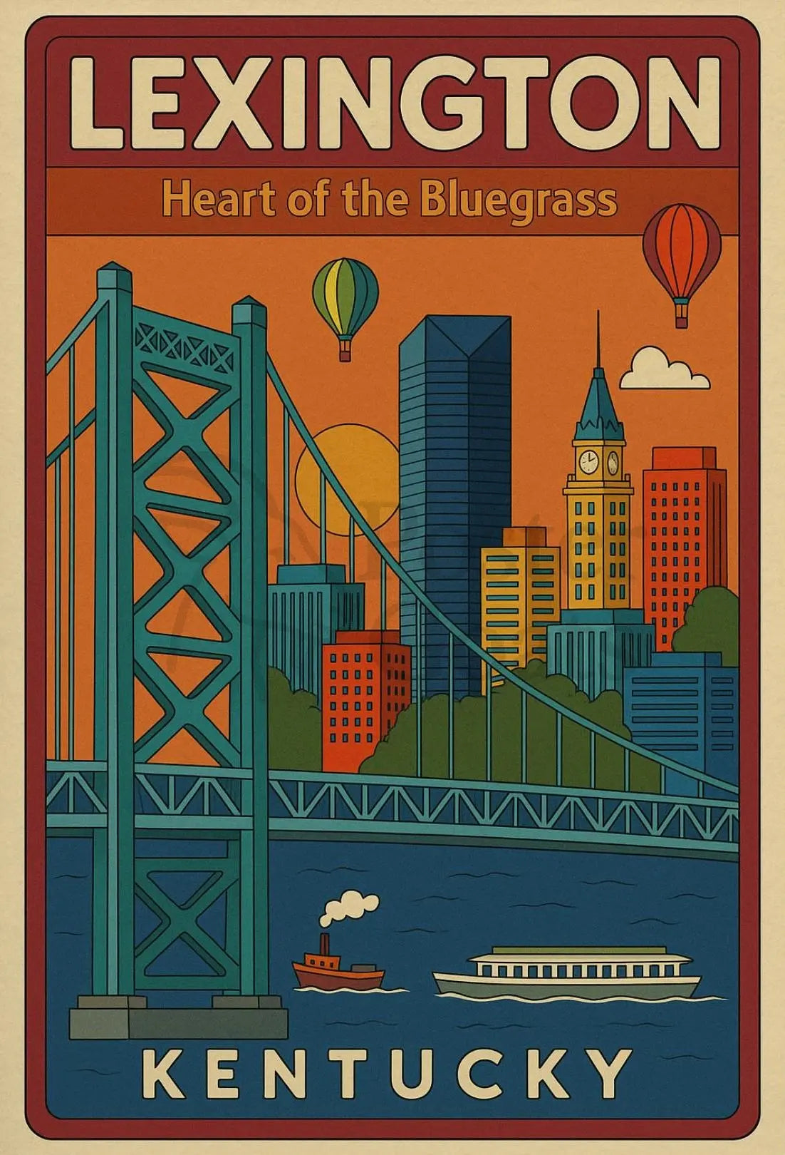 Lexington Cityscape Travel Poster PosterGoat