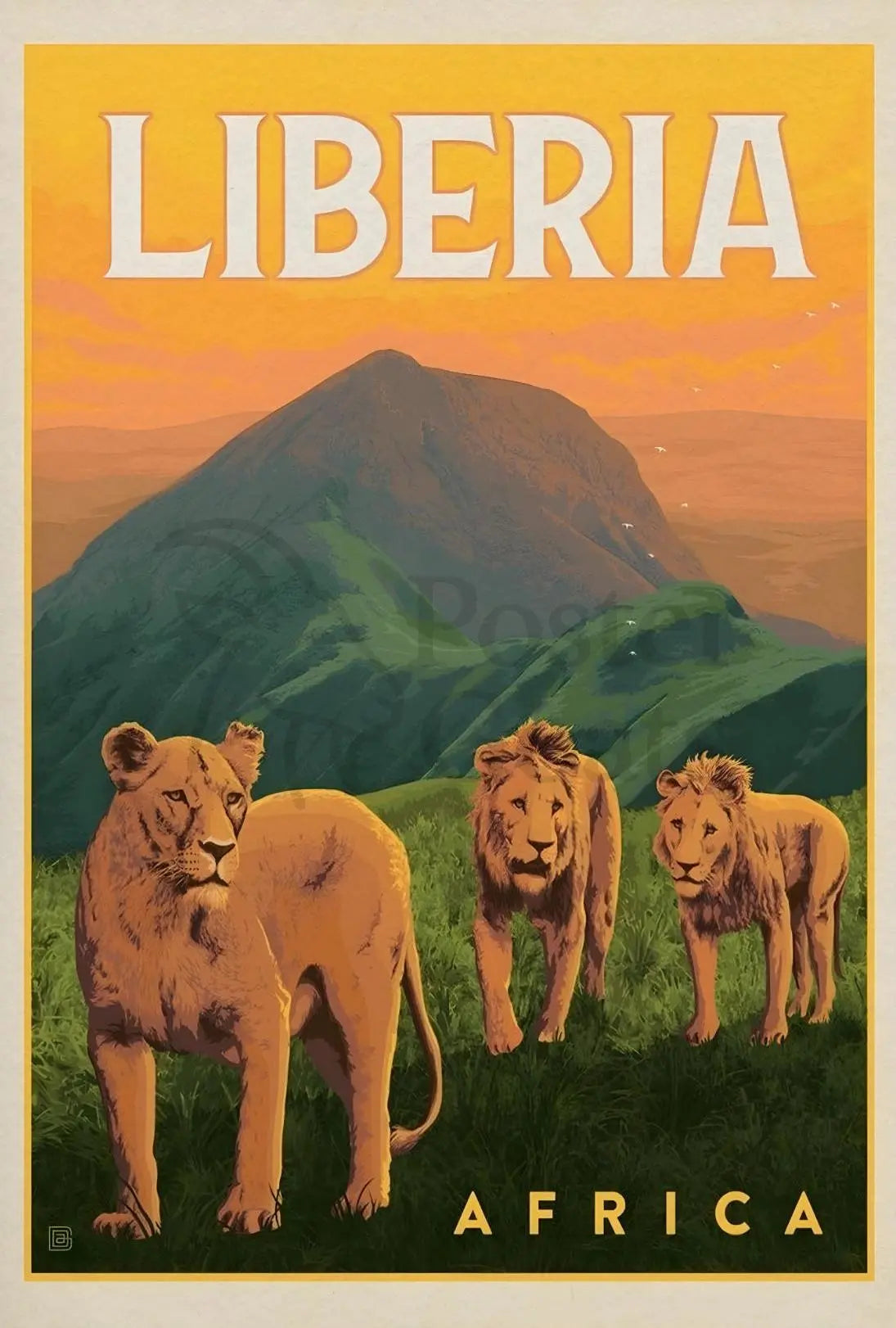 Liberia Wildlife Adventure Vintage Travel Poster PosterGoat