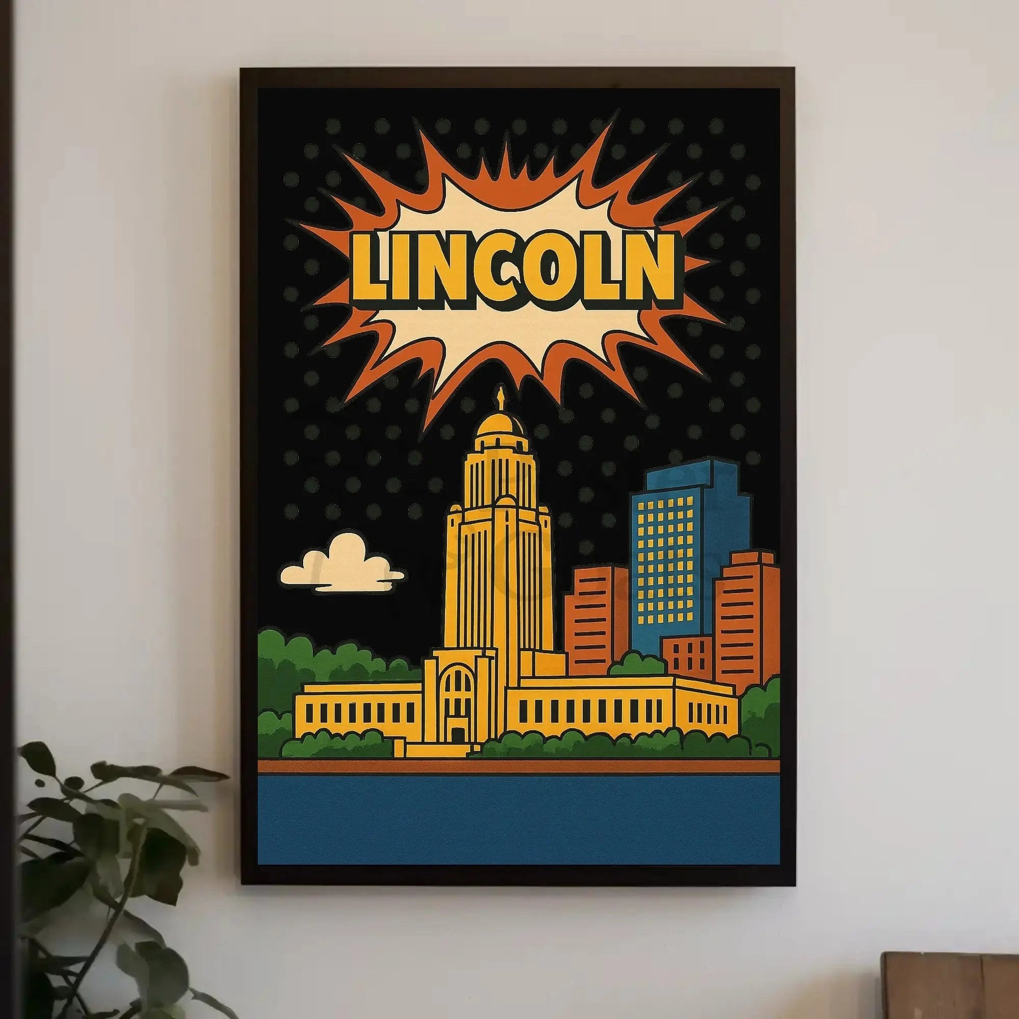 Lincoln Capitol Pop Art Poster: Urban Retro Vibes Poster PosterGoat