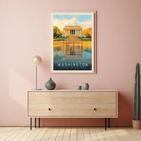 Lincoln Memorial Poster: Vibrant Landmark Reflection Art PosterGoat