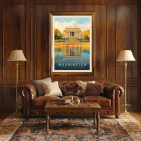 Lincoln Memorial Poster: Vibrant Landmark Reflection Art PosterGoat