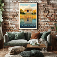 Lincoln Memorial Poster: Vibrant Landmark Reflection Art PosterGoat