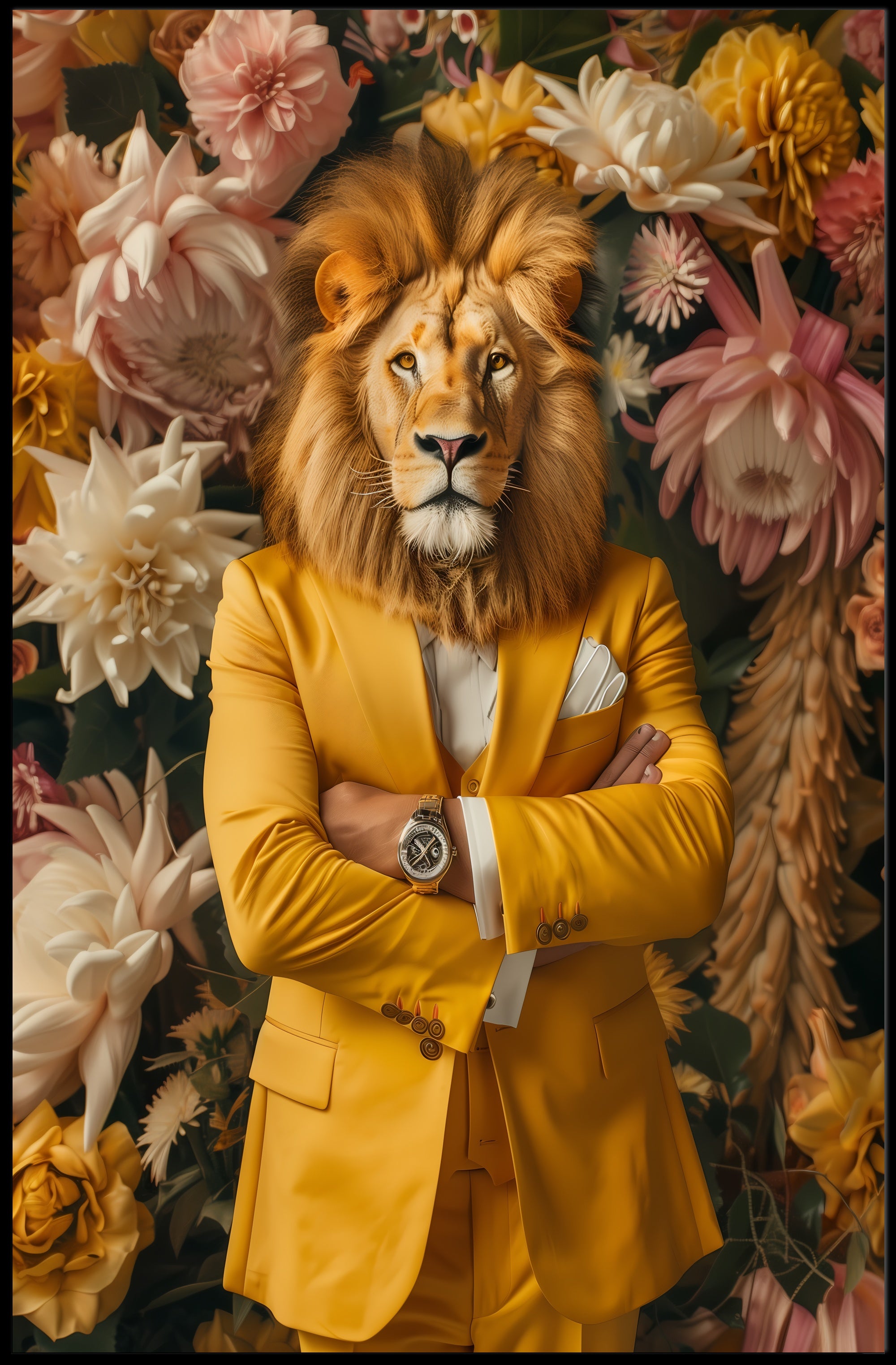 Lion-Headed Figure Surrealism Art Print - Abstract or Artistic Poster PosterGoat