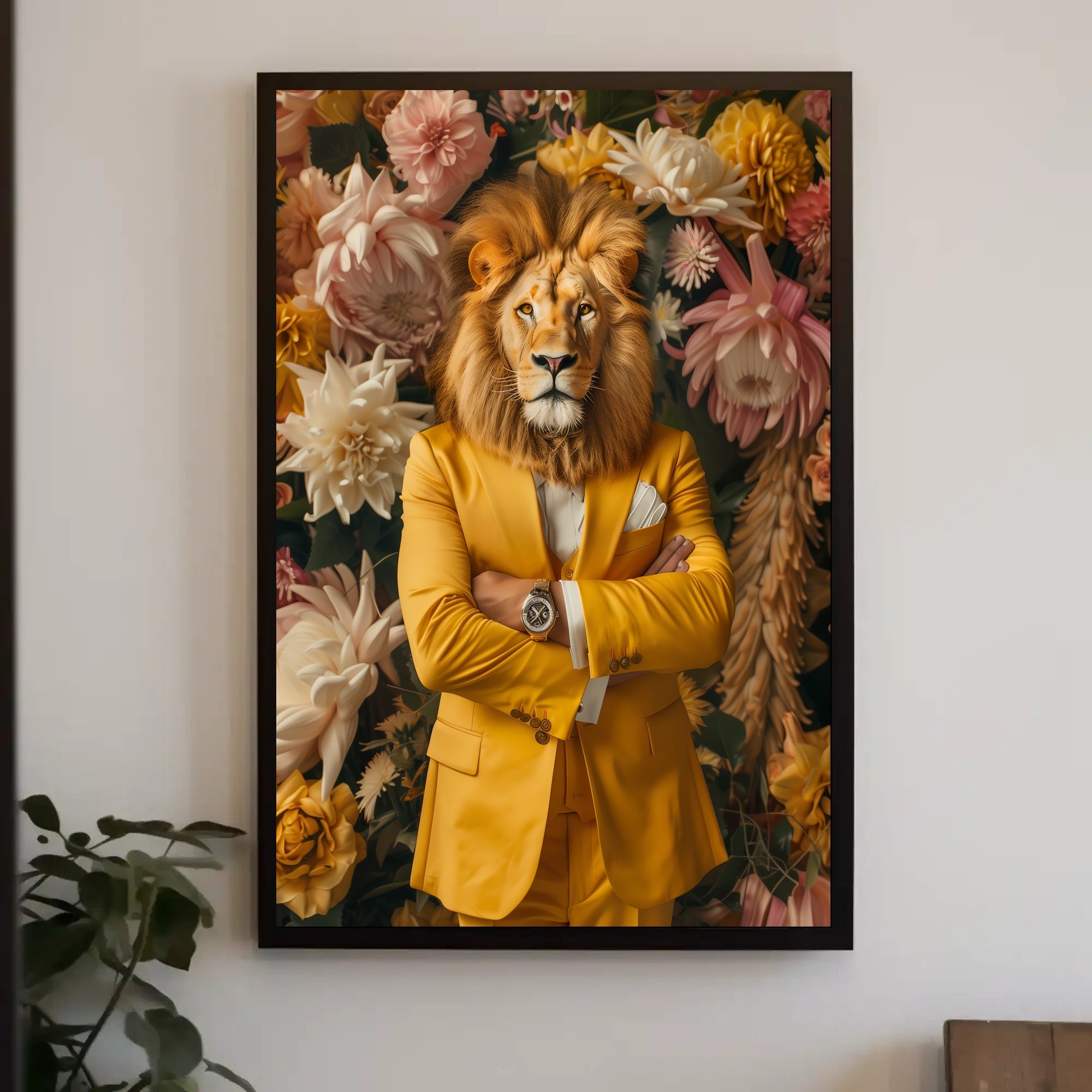 Lion-Headed Figure Surrealism Art Print - Abstract or Artistic Poster PosterGoat
