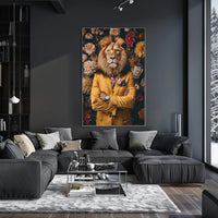 Lion-Man Surreal Fusion Brightly Illustrates Artistic Poster PosterGoat