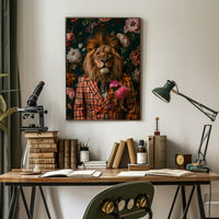 Lion in Suit Surreal Art Animal Poster PosterGoat