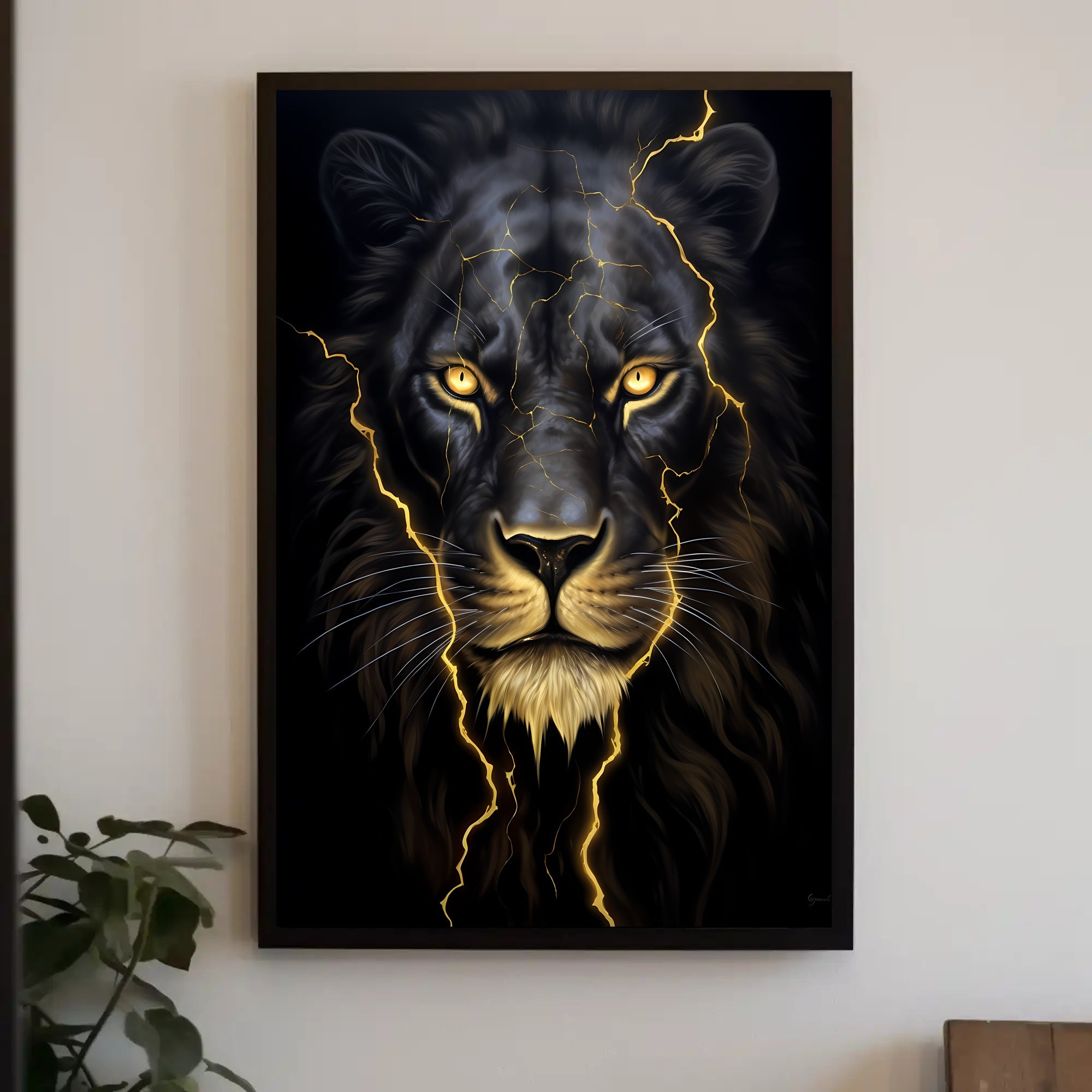 Lion's Gaze in Photorealistic Animal Poster PosterGoat