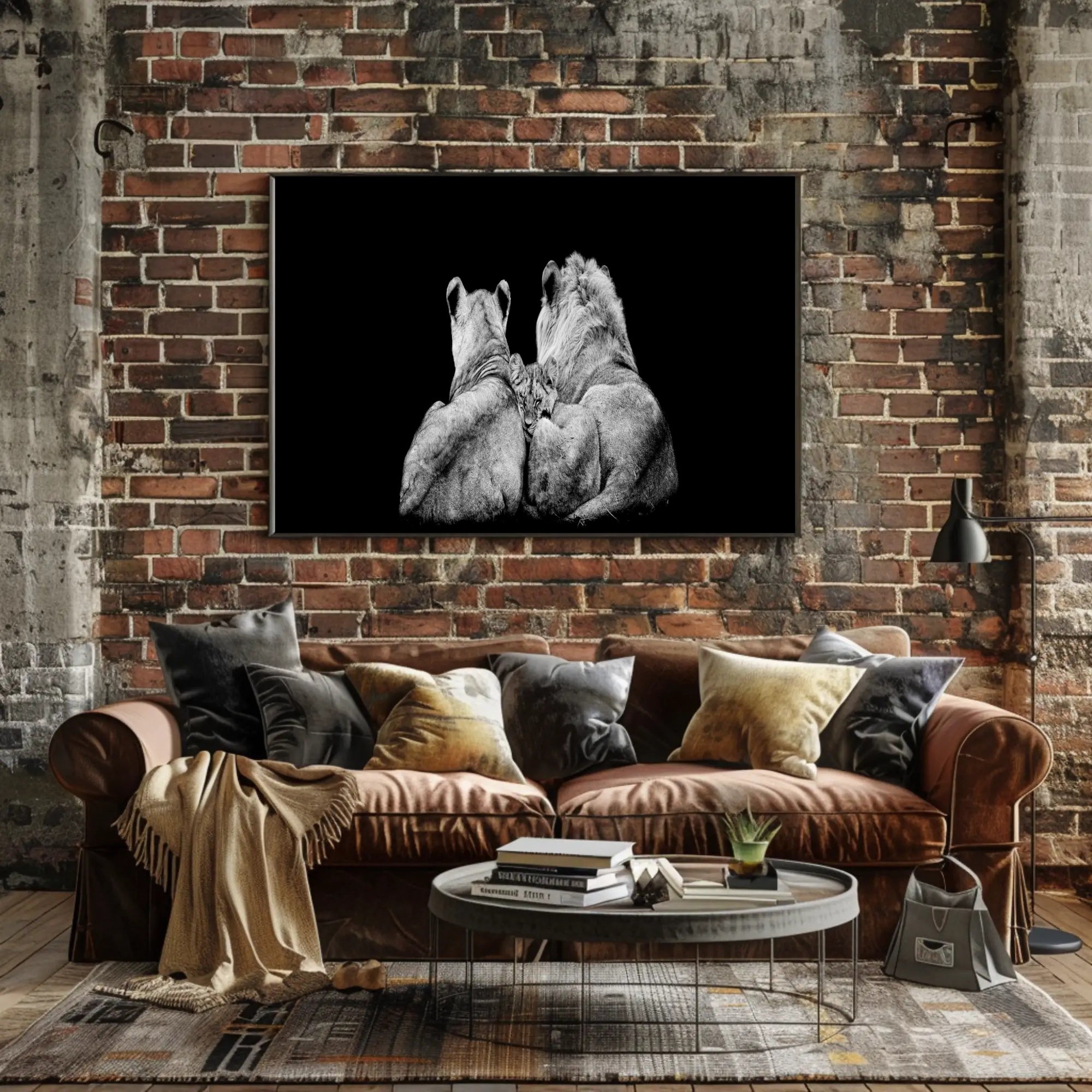 Lions in Monochrome Family Unity Animal Poster PosterGoat