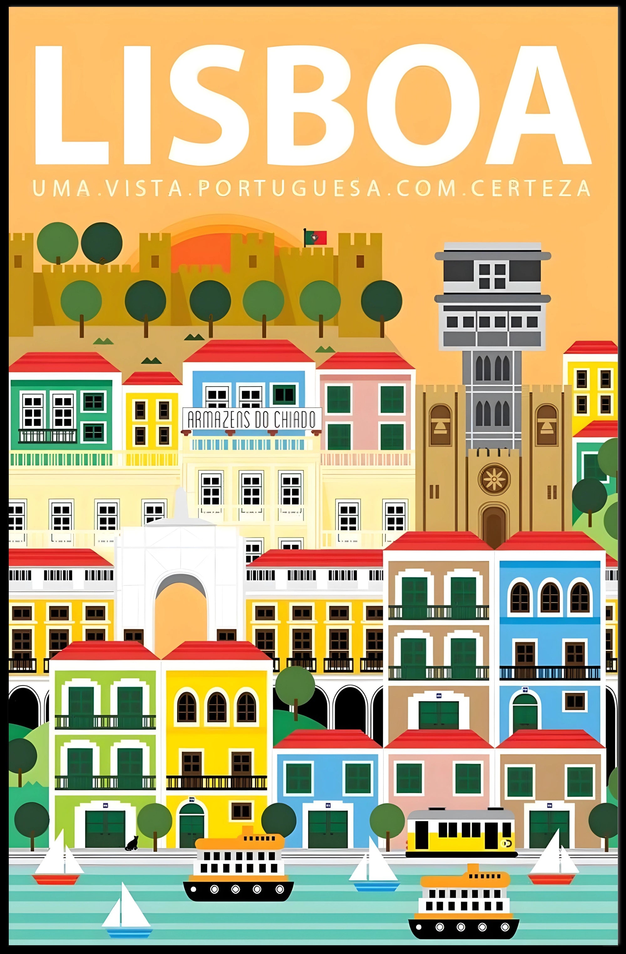 Lisbon Art Deco Travel Poster PosterGoat