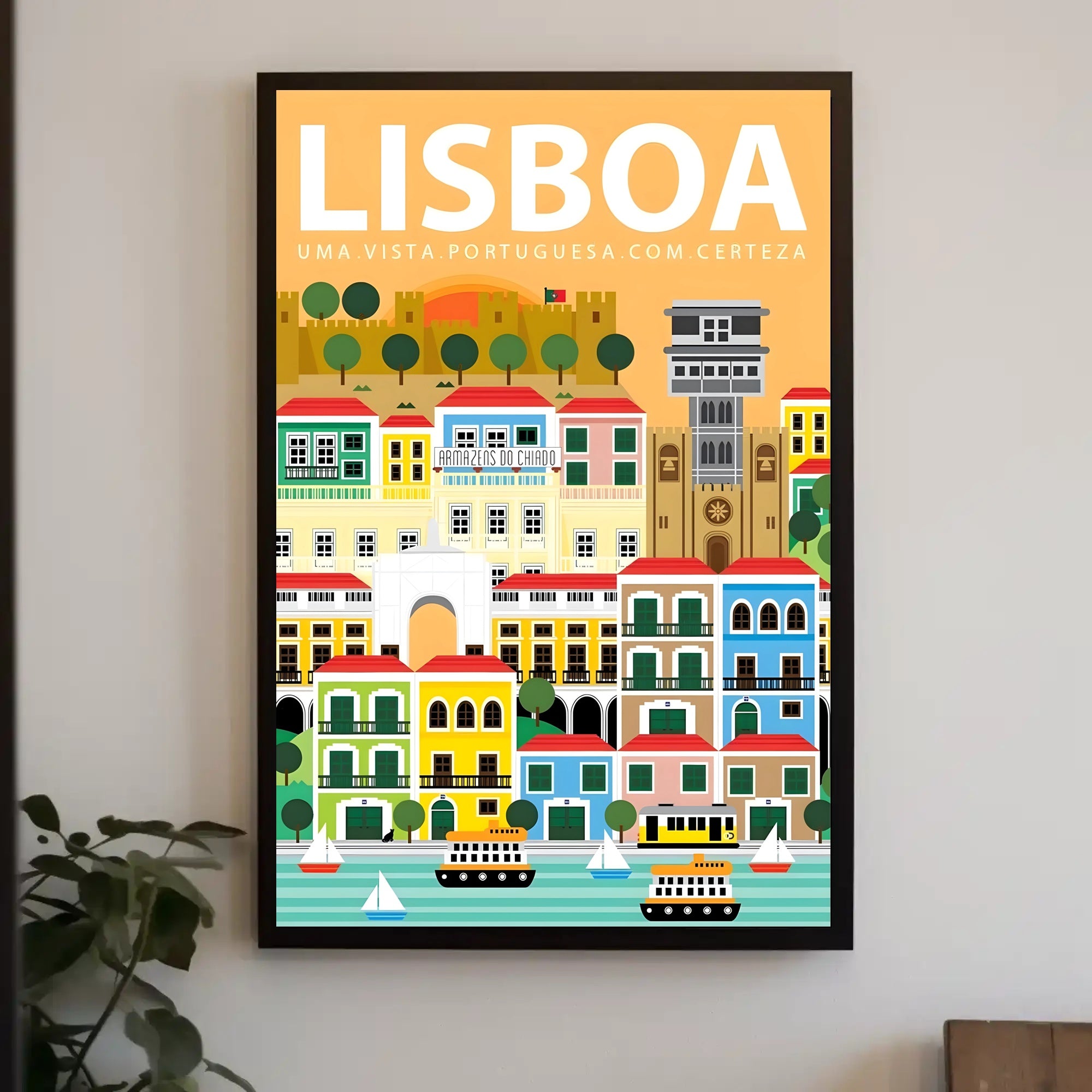 Lisbon Art Deco Travel Poster PosterGoat