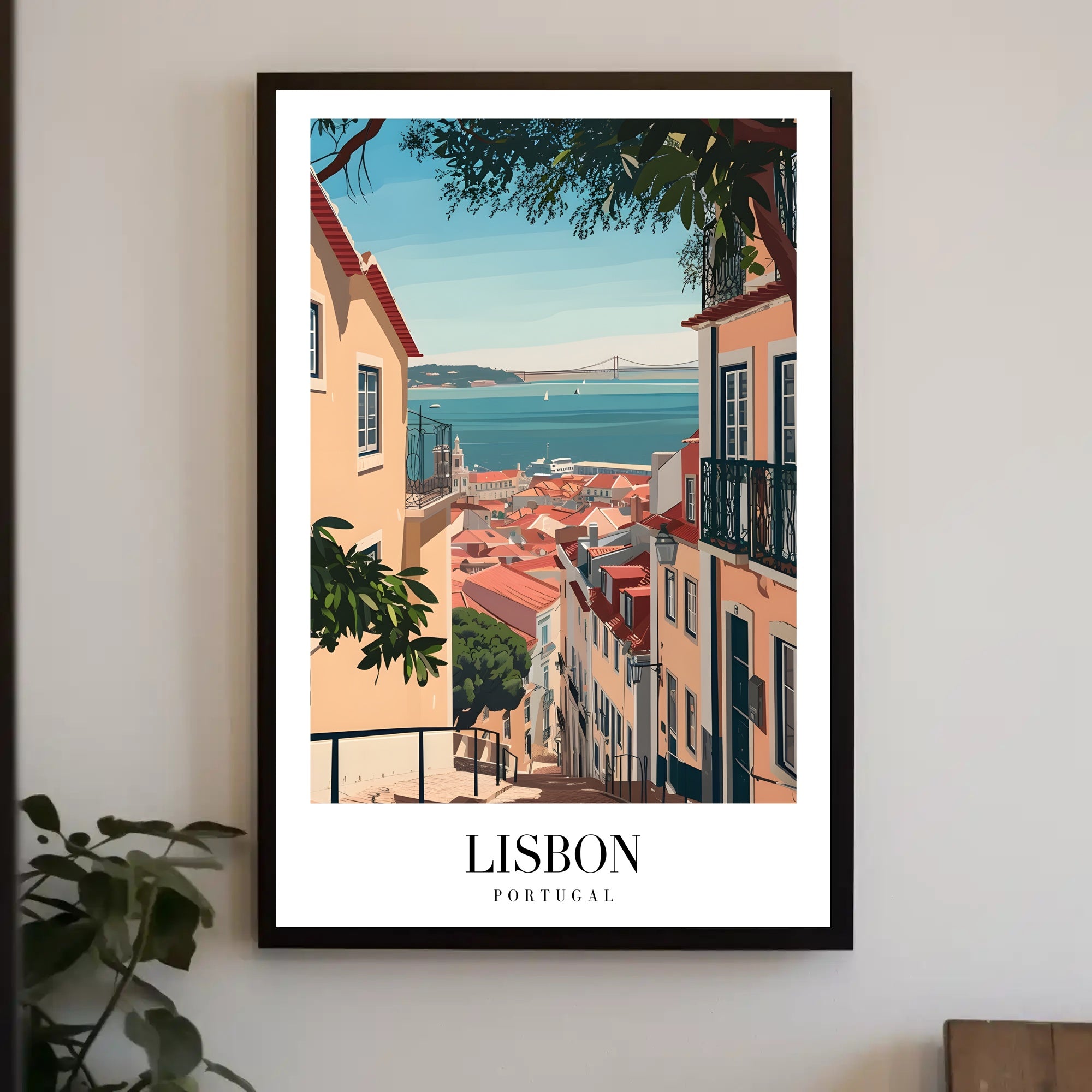 Lisbon Vintage Travel Art Scene Travel Poster PosterGoat