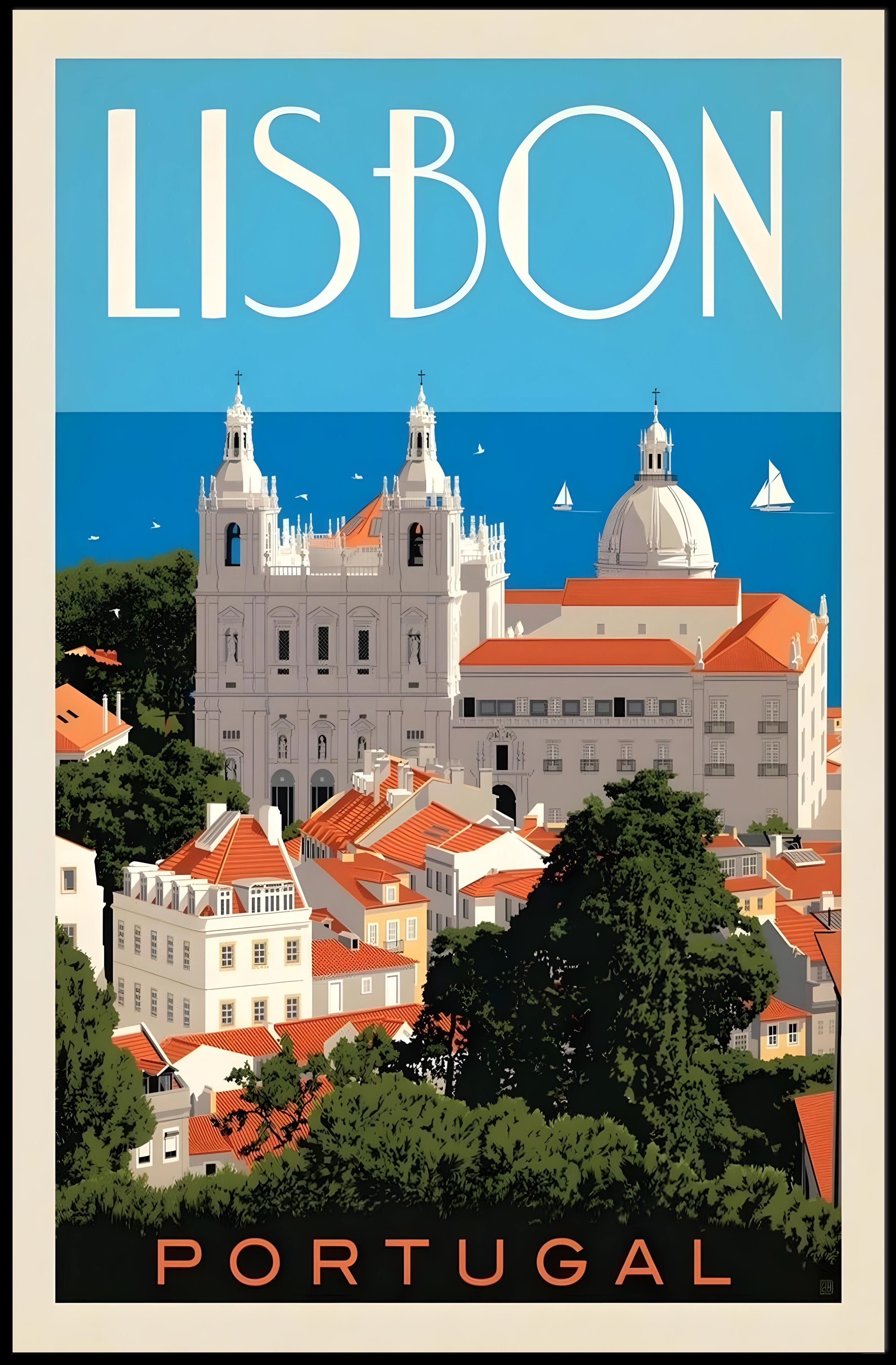 Lisbon Vintage Travel Poster - Mid-Century Maritime Charm PosterGoat