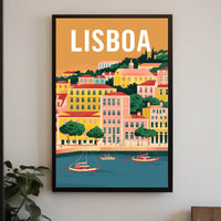 Lisbon Waterfront Urban Illustration: Cityscape Travel Poster PosterGoat