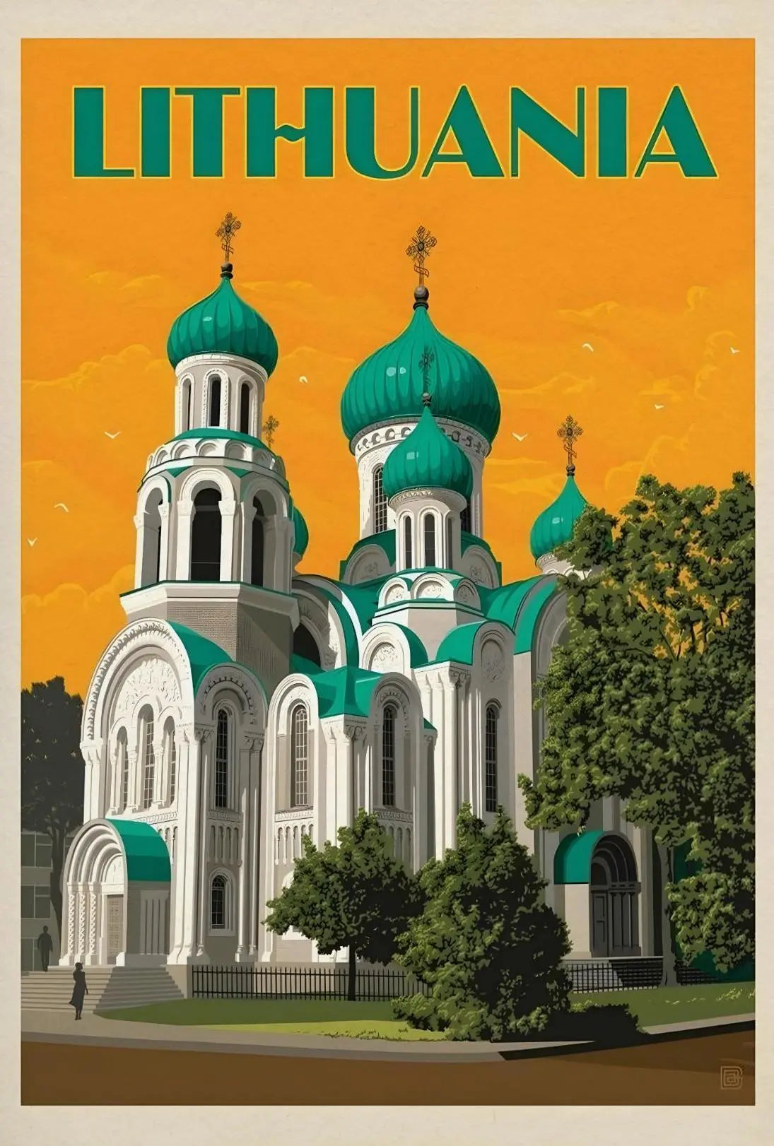 Lithuanian Landmark Vintage Travel Poster PosterGoat