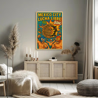 Lively Lucha Libre Wrestling Mask Sports Poster PosterGoat