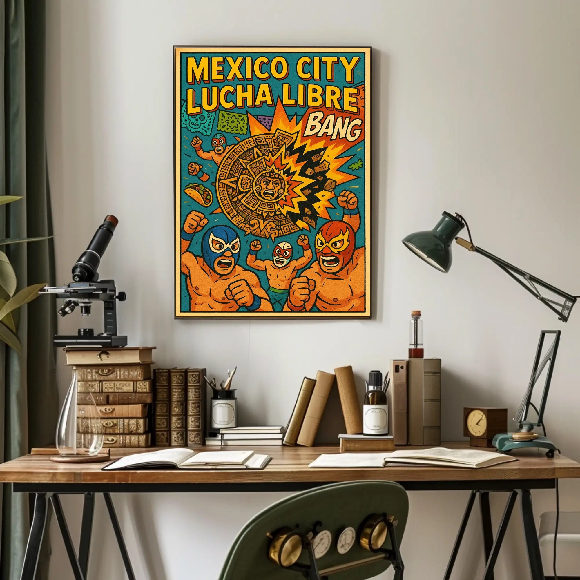 Lively Lucha Libre Wrestling Mask Sports Poster PosterGoat