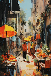 Lively Tropical Market Scene Vibrant Artistic Travel Poster PosterGoat