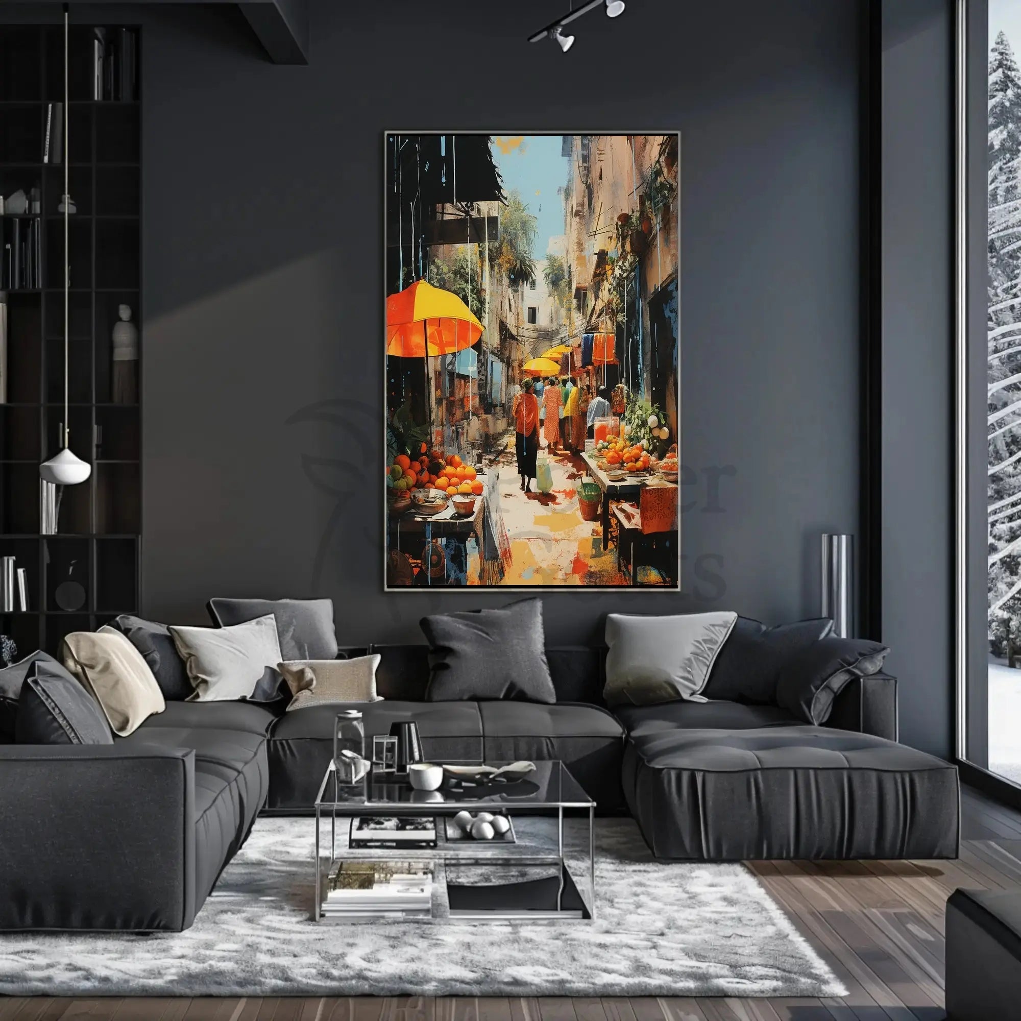 Lively Tropical Market Scene Vibrant Artistic Travel Poster PosterGoat