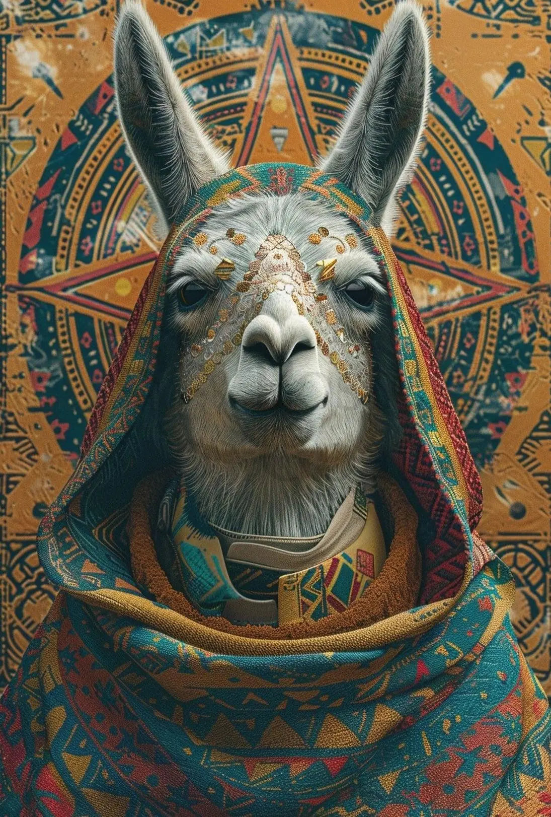 Llama Andean Mystical Art Cultural or Heritage Poster PosterGoat