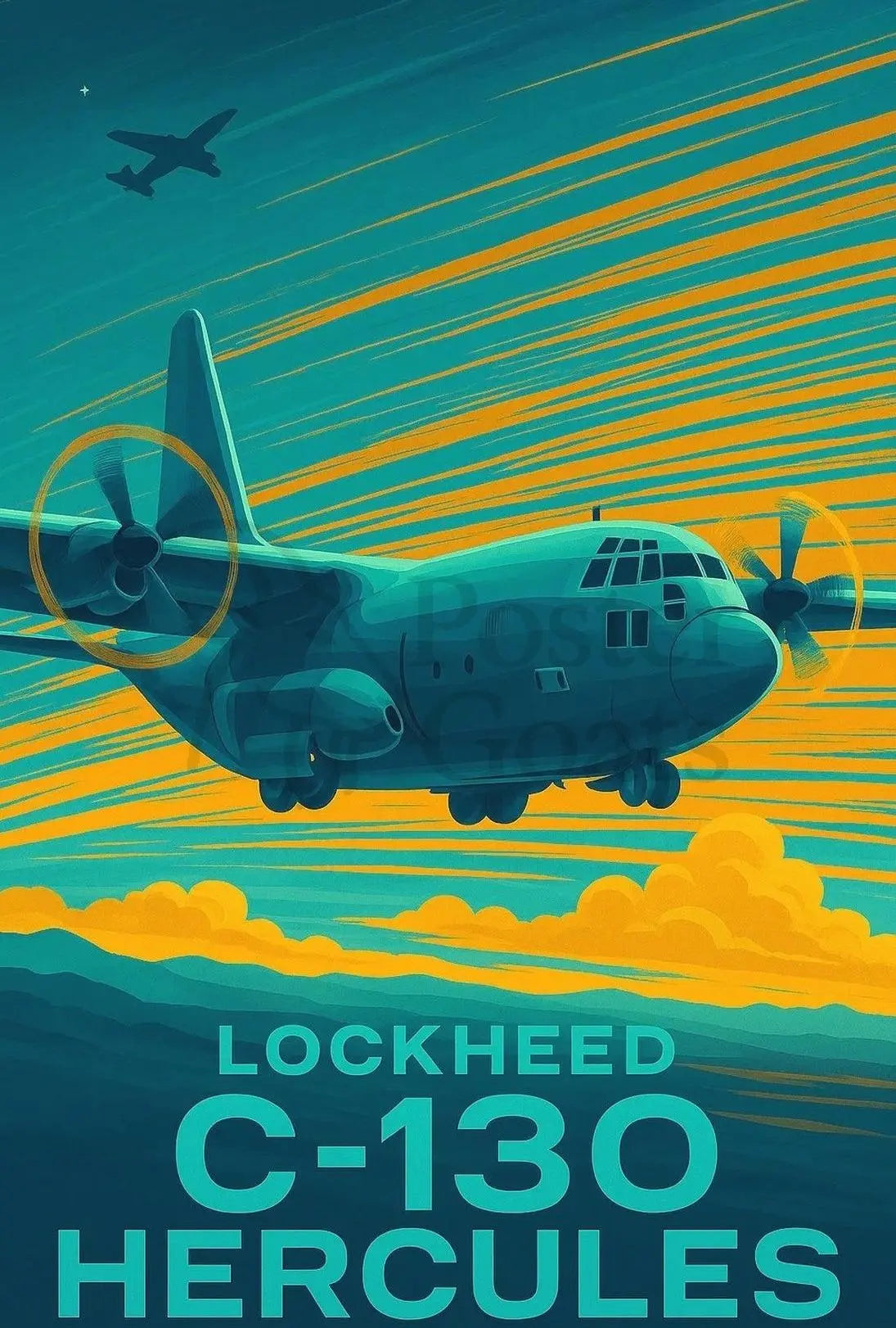 Lockheed C-130 Hercules Retro Military Recruitment Poster PosterGoat