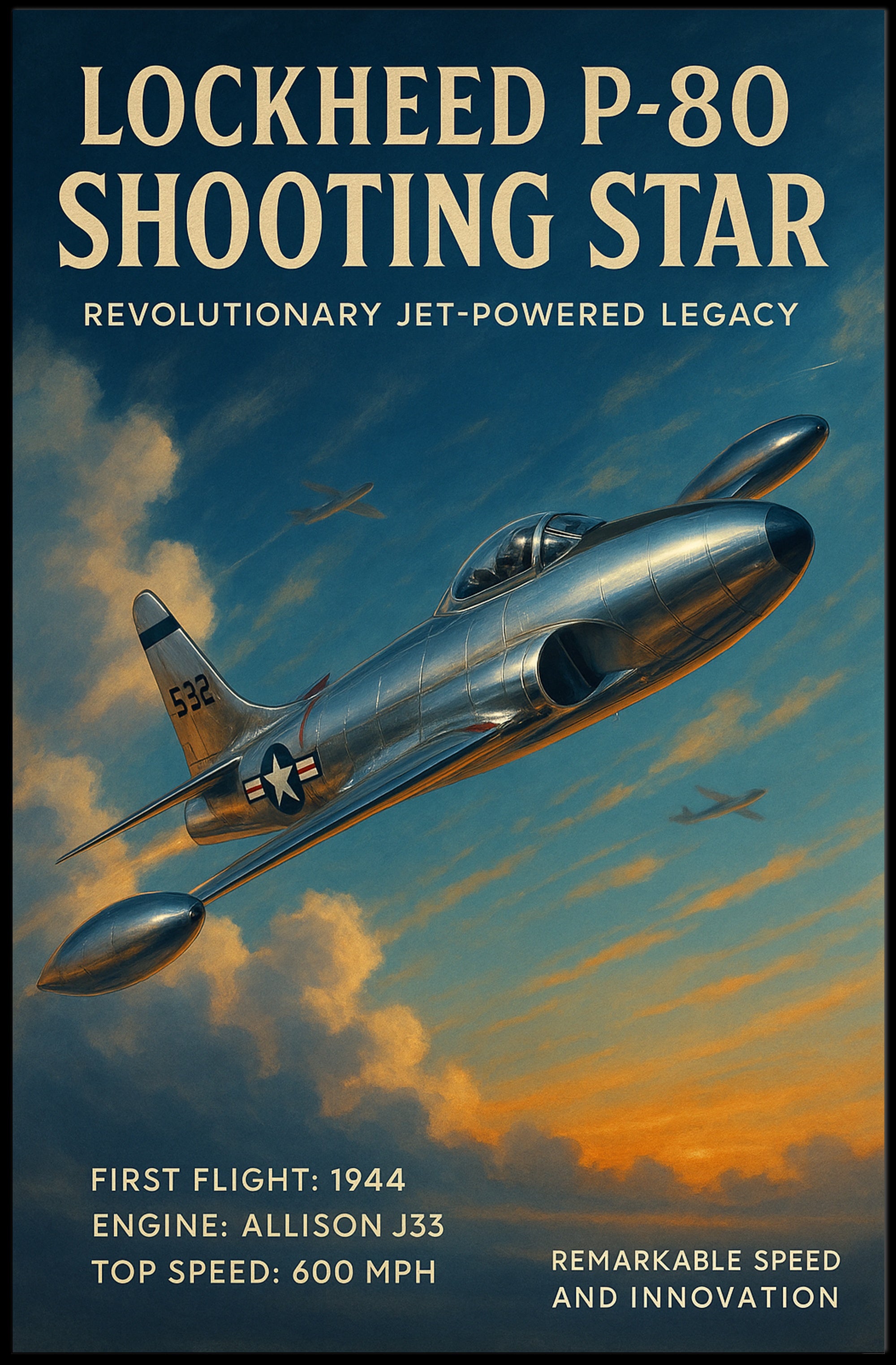 Lockheed P-80 Shooting Star Wall Art Print PosterGoat