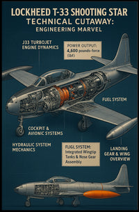 Lockheed T-33 Shooting Star Technical Cutaway Poster PosterGoat